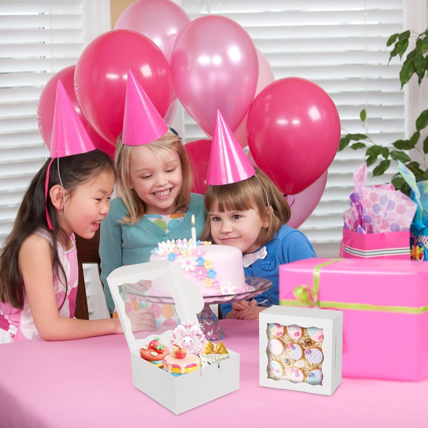 Wholesale Bakery Boxes with Window 30pcs 6x6x3 Inches for Cookies Mini Cakes Pastries Desserts Treats Chocolate Covered Strawberries Cupcakes Donuts Small Pies Factory