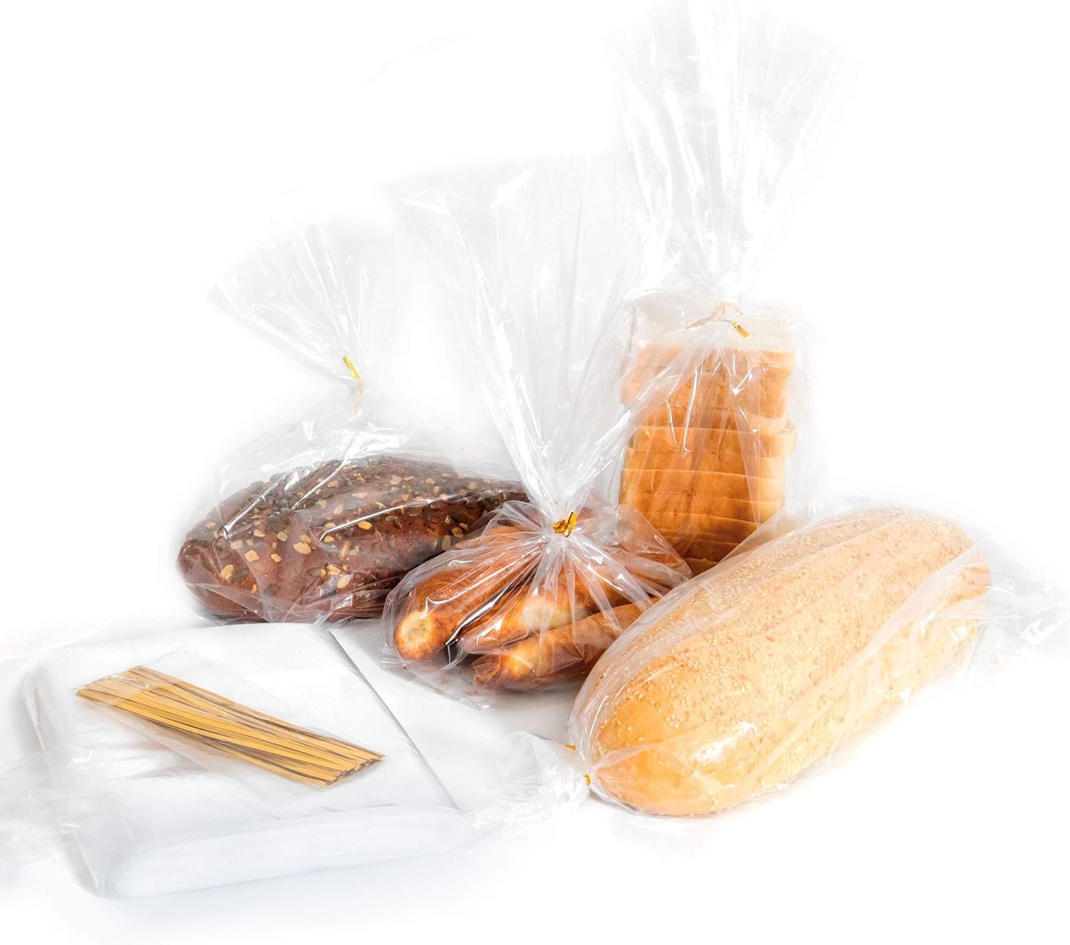 Wholesale Reusable Clear Bread Bags with Adjustable Ties - 105 Bags Plus 105 Ties for Homemade Bakery Loaves Factory Wholesale Reusable Clear Bread Bags with Adjustable Ties - 105 Bags Plus 105 Ties for Homemade Bakery Loaves Factory