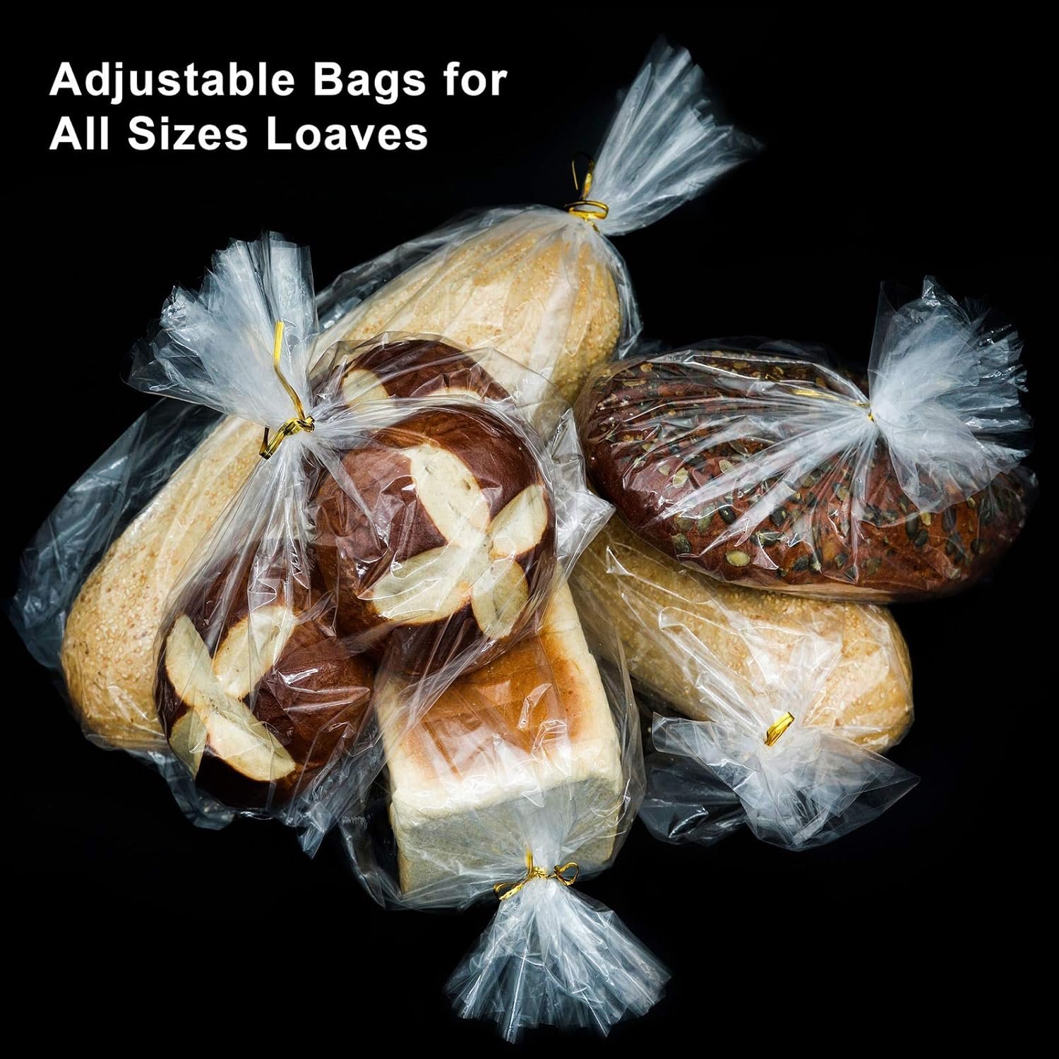 Wholesale Reusable Clear Bread Bags with Adjustable Ties - 105 Bags Plus 105 Ties for Homemade Bakery Loaves Factory Wholesale Reusable Clear Bread Bags with Adjustable Ties - 105 Bags Plus 105 Ties for Homemade Bakery Loaves Factory