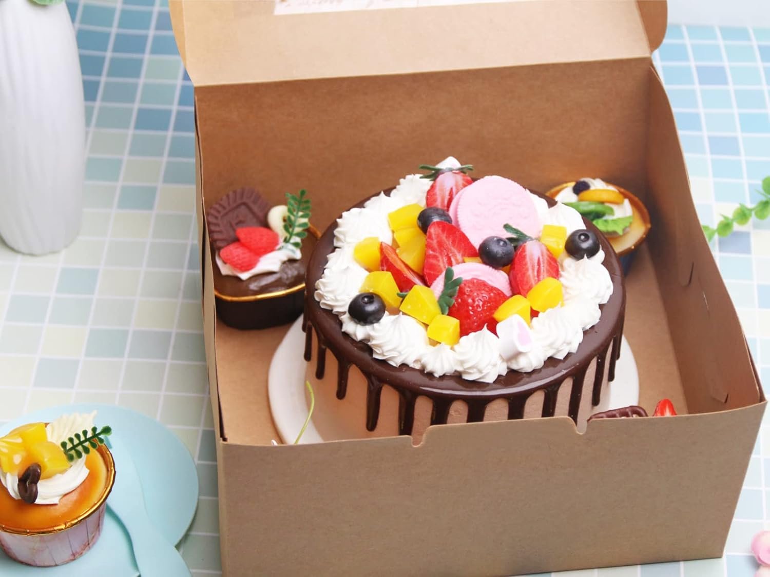 Wholesale 10 Packs 10x10x5 Inch Brown Kraft Cake Boxes with Window Stickers 66 FT Twine for Bakery Dessert Pastry Cupcake Pie Cookies Gift Packing Factory