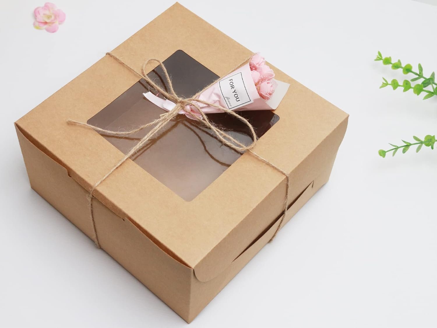 Wholesale 10 Packs 10x10x5 Inch Brown Kraft Cake Boxes with Window Stickers 66 FT Twine for Bakery Dessert Pastry Cupcake Pie Cookies Gift Packing Factory