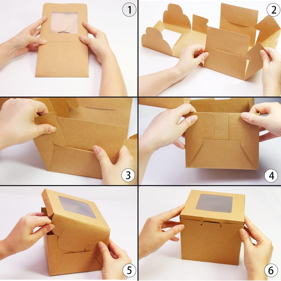 Wholesale 10 Packs 10x10x5 Inch Brown Kraft Cake Boxes with Window Stickers 66 FT Twine for Bakery Dessert Pastry Cupcake Pie Cookies Gift Packing Factory