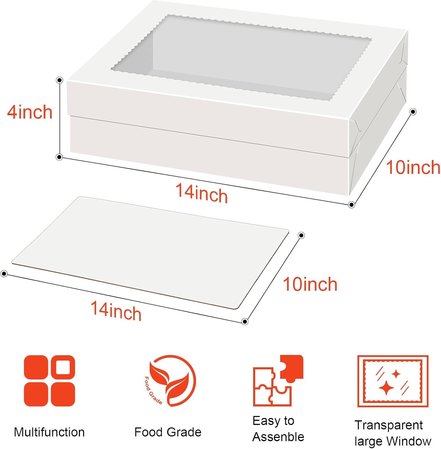 Wholesale 14x10x4 Rectangle Quarter Sheet Cake Boxes with Boards and Clear Window, Disposable Bakery Containers for Cookies Donuts Cupcakes Pies Weddings Parties Factory Wholesale 14x10x4 Rectangle Quarter Sheet Cake Boxes with Boards and Clear Window, Disposable Bakery Containers for Cookies Donuts Cupcakes Pies Weddings Parties Factory