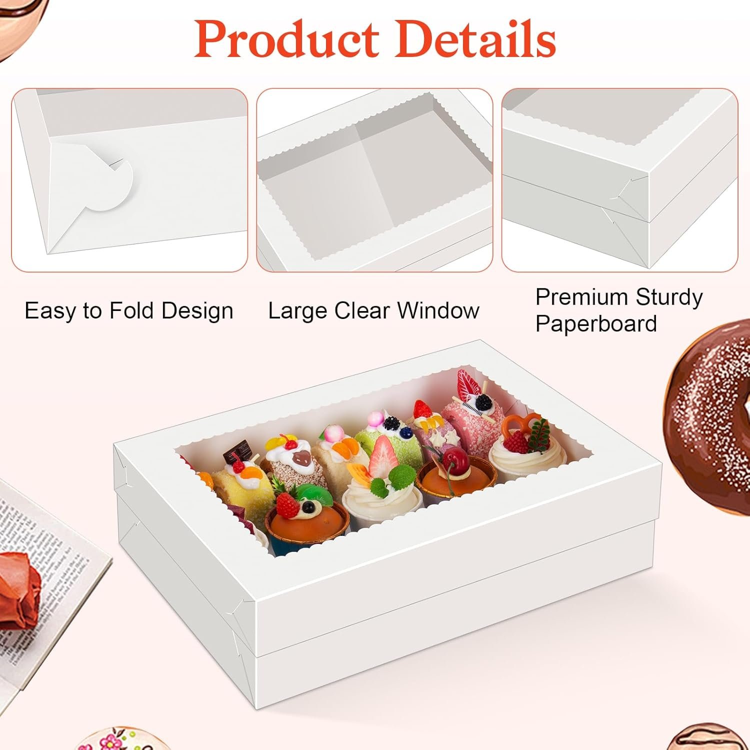 Wholesale 14x10x4 Rectangle Quarter Sheet Cake Boxes with Boards and Clear Window, Disposable Bakery Containers for Cookies Donuts Cupcakes Pies Weddings Parties Factory Wholesale 14x10x4 Rectangle Quarter Sheet Cake Boxes with Boards and Clear Window, Disposable Bakery Containers for Cookies Donuts Cupcakes Pies Weddings Parties Factory
