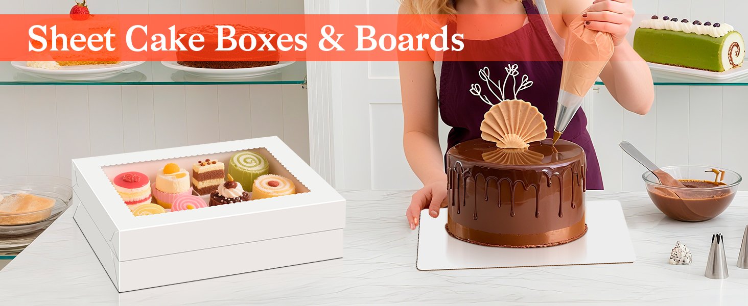 Wholesale 14x10x4 Rectangle Quarter Sheet Cake Boxes with Boards and Clear Window, Disposable Bakery Containers for Cookies Donuts Cupcakes Pies Weddings Parties Factory Wholesale 14x10x4 Rectangle Quarter Sheet Cake Boxes with Boards and Clear Window, Disposable Bakery Containers for Cookies Donuts Cupcakes Pies Weddings Parties Factory