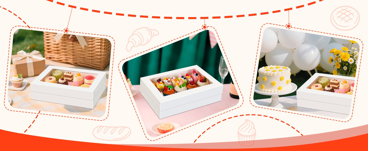 Wholesale 14x10x4 Rectangle Quarter Sheet Cake Boxes with Boards and Clear Window, Disposable Bakery Containers for Cookies Donuts Cupcakes Pies Weddings Parties Factory Wholesale 14x10x4 Rectangle Quarter Sheet Cake Boxes with Boards and Clear Window, Disposable Bakery Containers for Cookies Donuts Cupcakes Pies Weddings Parties Factory