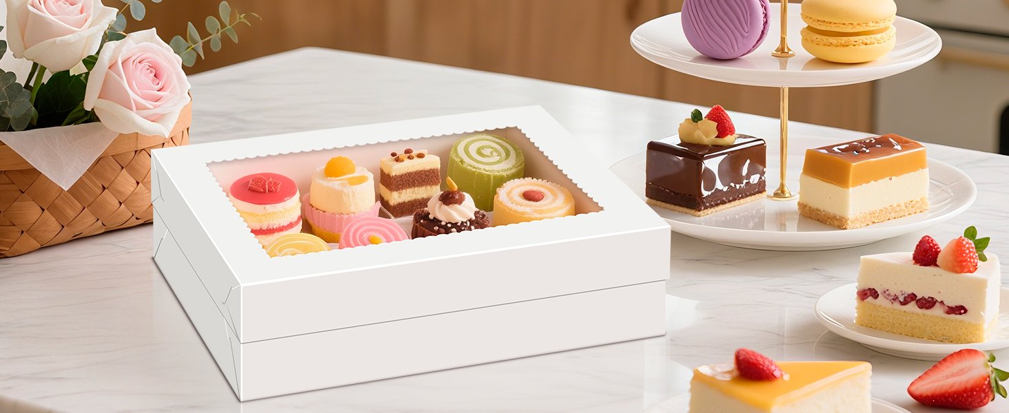 Wholesale 14x10x4 Rectangle Quarter Sheet Cake Boxes with Boards and Clear Window, Disposable Bakery Containers for Cookies Donuts Cupcakes Pies Weddings Parties Factory Wholesale 14x10x4 Rectangle Quarter Sheet Cake Boxes with Boards and Clear Window, Disposable Bakery Containers for Cookies Donuts Cupcakes Pies Weddings Parties Factory