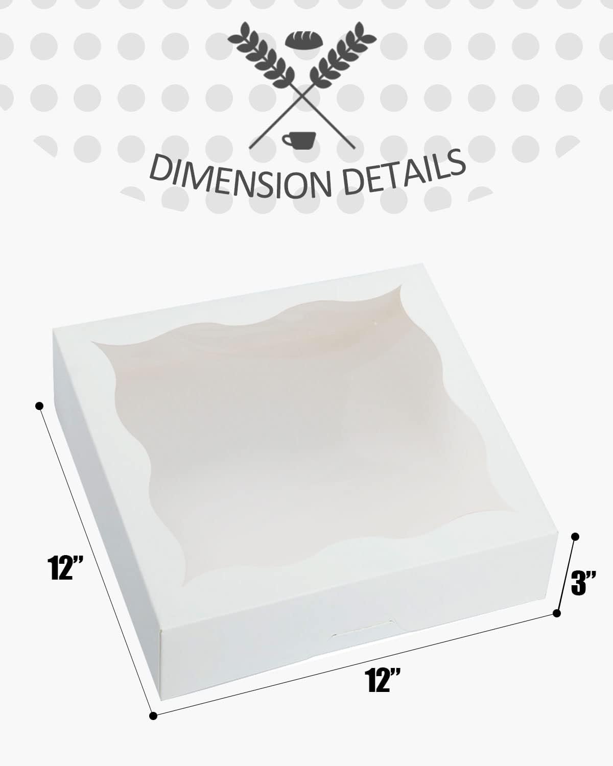 Wholesale Auto-Pop Up 12-Pack White Pie Boxes with Window 12x12x3 Inch Cookie Donut Bakery Factory