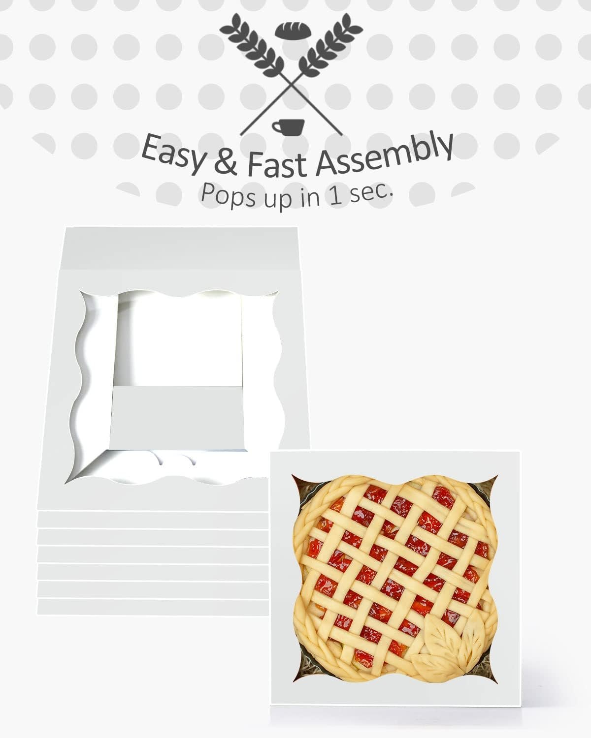 Wholesale Auto-Pop Up 12-Pack White Pie Boxes with Window 12x12x3 Inch Cookie Donut Bakery Factory