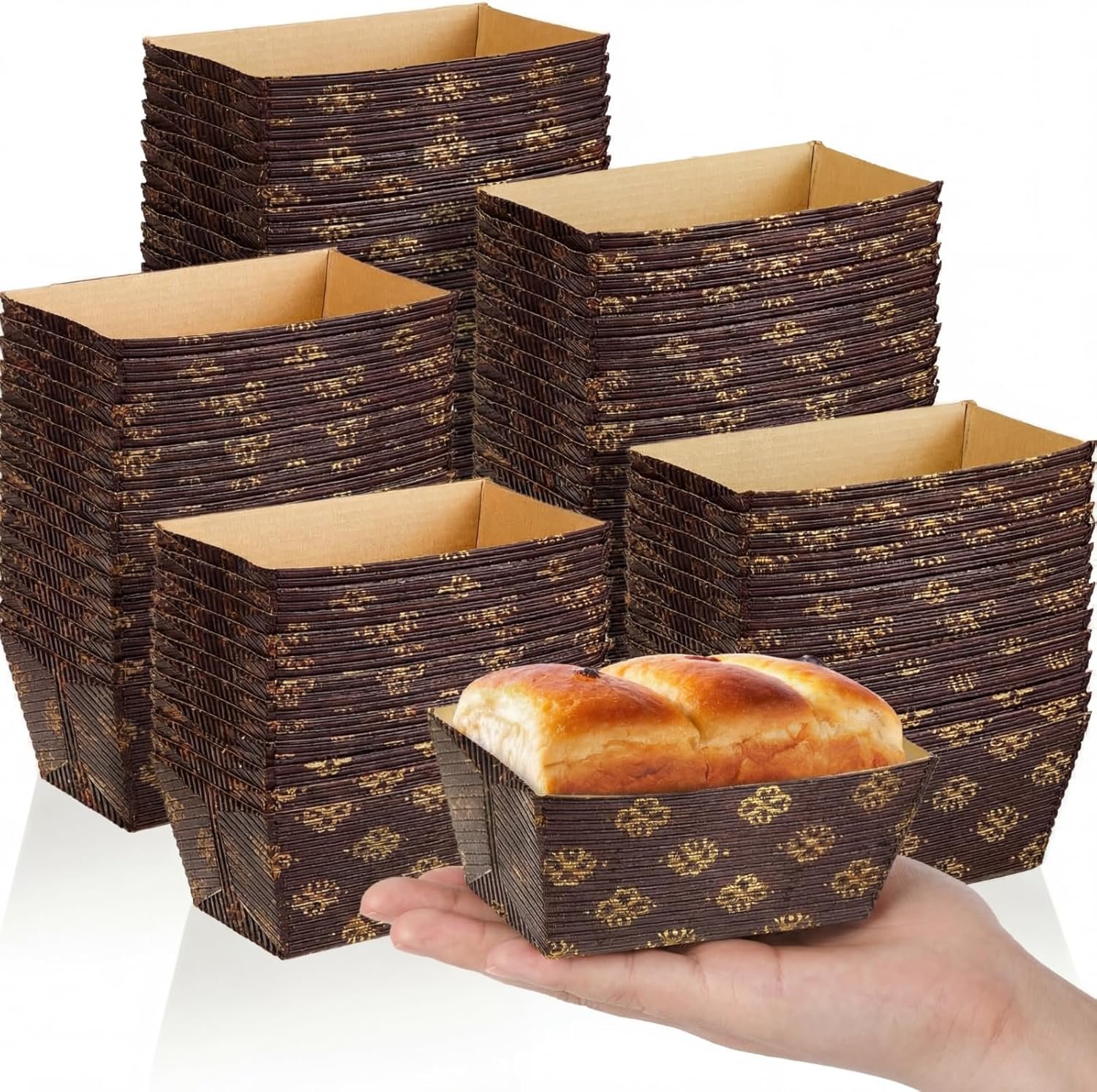 Tessco 120 Pieces Mini Paper Loaf Pans for Baking Disposable Rectangle Corrugated Cardboard Paper Baking Pans for Quick Bread Small Pumpkin Breads, Microwave Oven Freezer Safe, 3.1 x 1.5 x 1.7 Inch