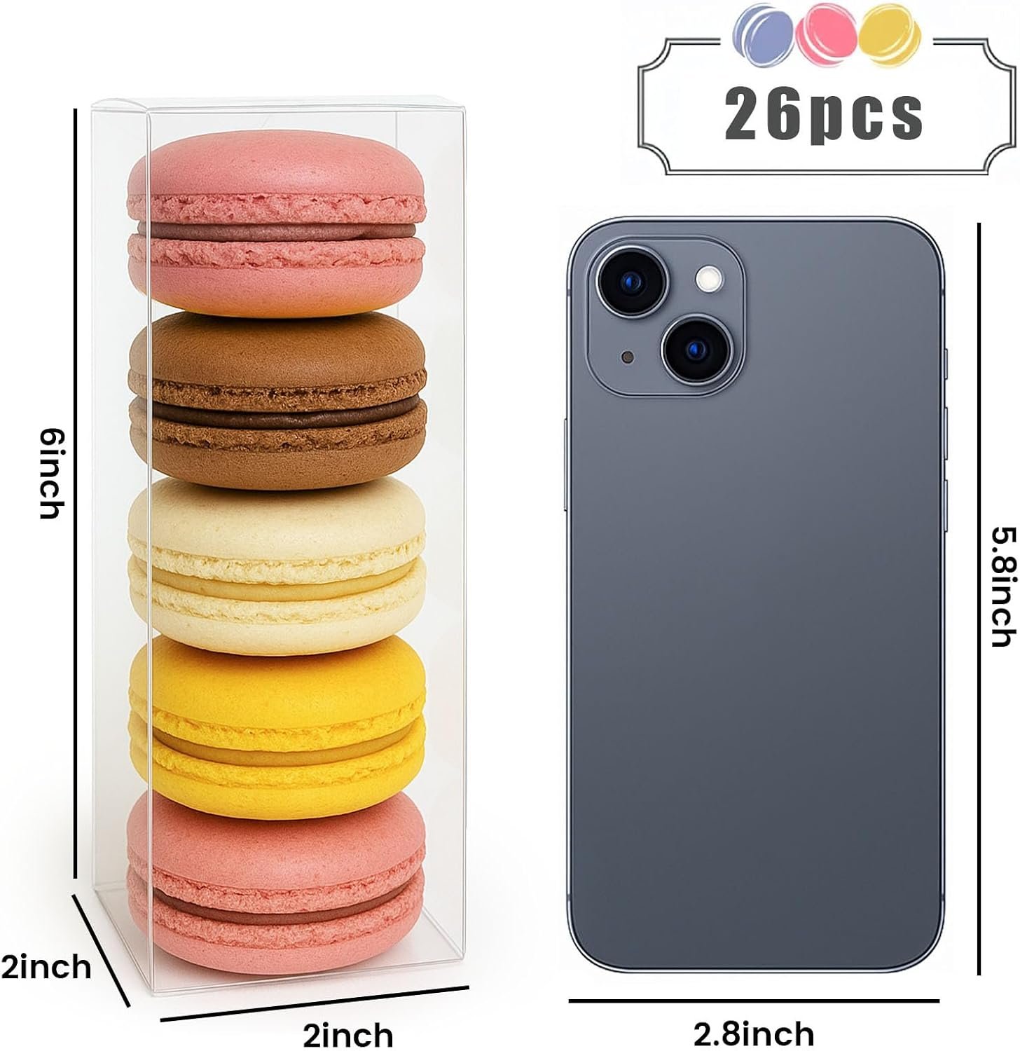 Wholesale Clear Treat Boxes 2 x 2 x 6 Inches Transparent Favor Boxes for Gifts Macaron Strawberry Candy 26 Pack Factory