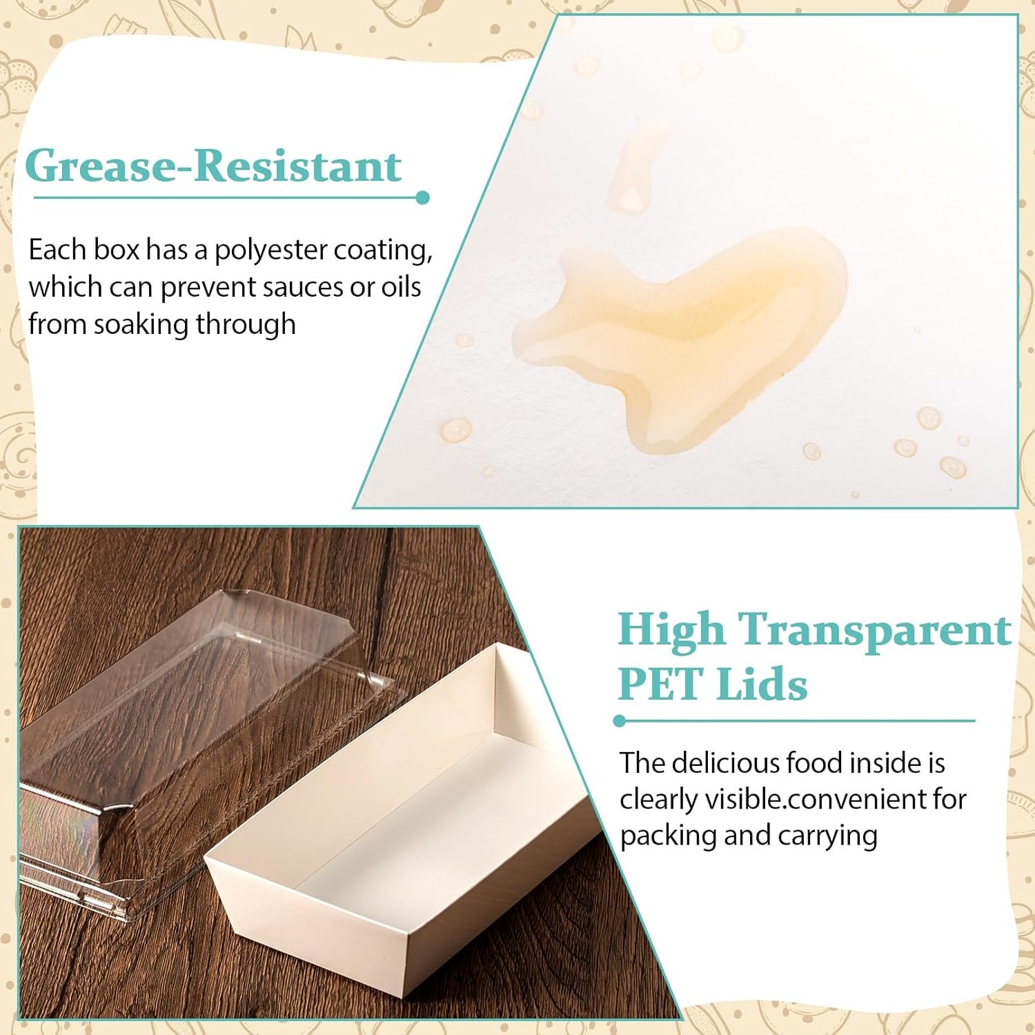 Wholesale 50 Pack Charcuterie Boxes with Clear Lids Disposable Paper Rectangle Containers for Sandwiches Desserts Strawberries Sushi Cookies White Bakery To-Go Factory