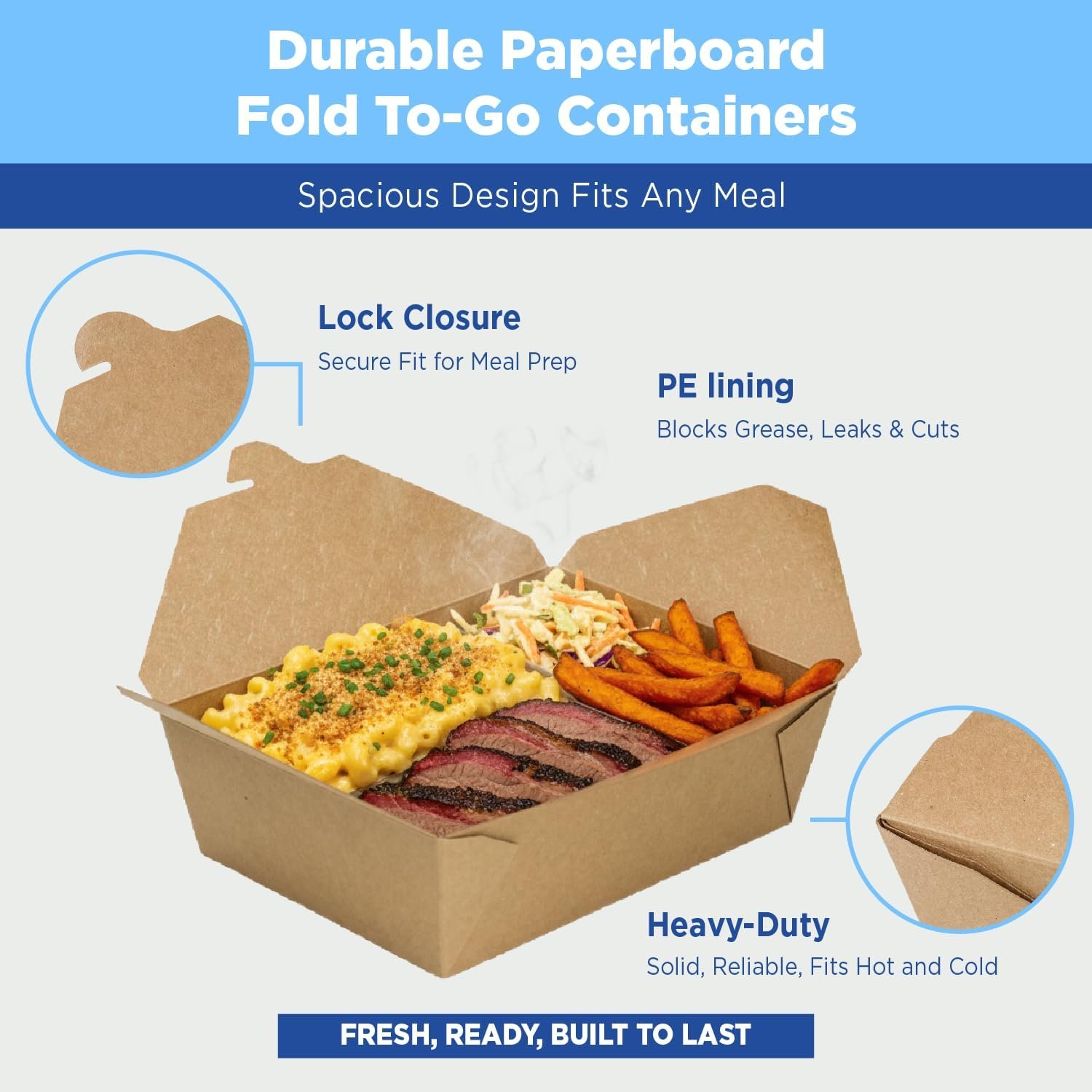 Wholesale 76 oz Paper Takeout Boxes 200ct Leak-Resistant Microwavable Heavy-Duty Grease-Resistant Stackable Kraft Brown #3 Factory Wholesale 76 oz Paper Takeout Boxes 200ct Leak-Resistant Microwavable Heavy-Duty Grease-Resistant Stackable Kraft Brown #3 Factory
