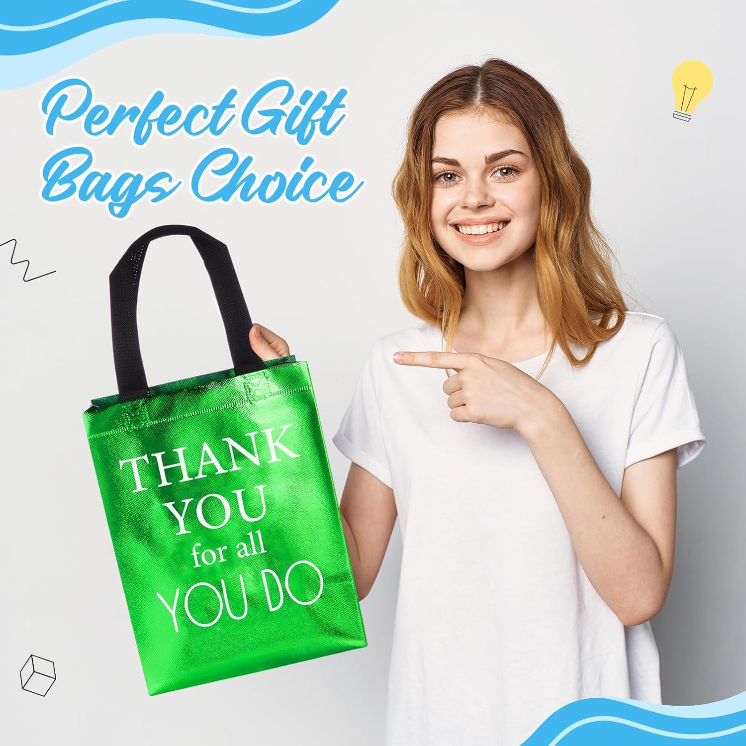 Wholesale 36 Pcs Reusable Non-Woven Employee Appreciation Gift Bags with Handles and Tissue for Team Coworker Staff 8 x 10 x 4 Inch Factory