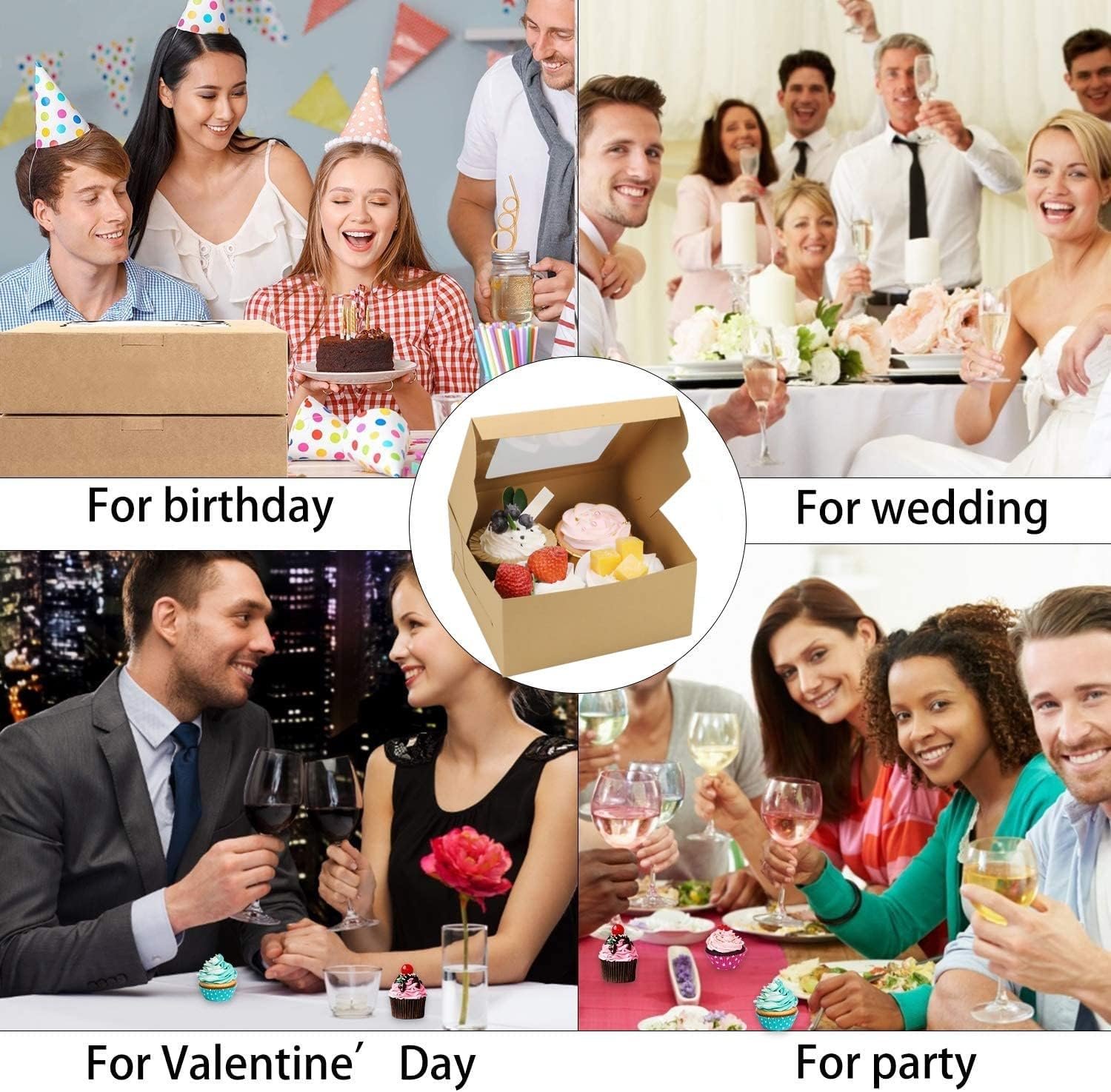 Wholesale 24-Pack 4-Count Bakery Cupcake Boxes with Window 6x6x3 Inch Cookie Cake Carriers Brown Kraft Takeout Containers for Muffins Macarons Donuts Chocolate Bombs Factory