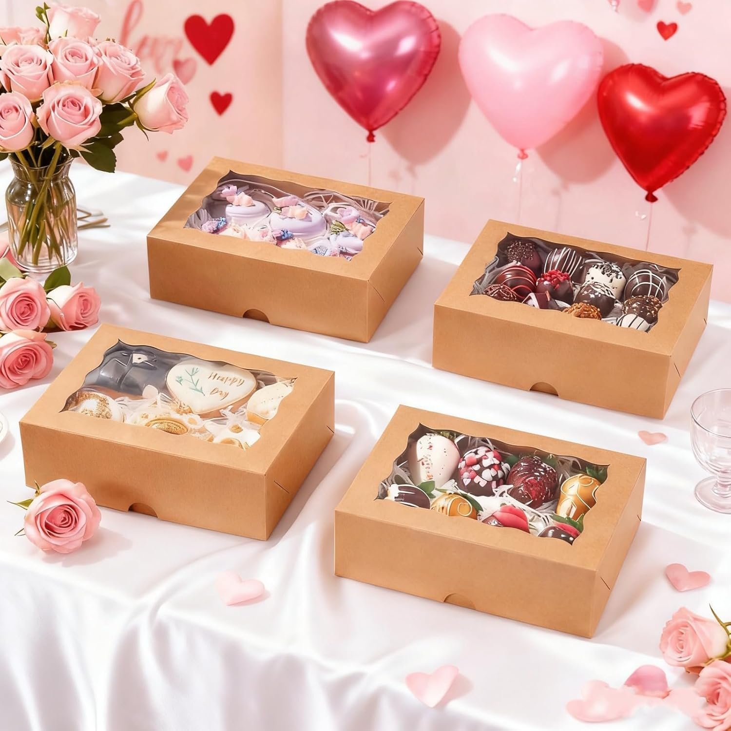 Wholesale 8x6x2.5 Inch Brown Bakery Boxes with Window 8PCS Gift-Ready Pastry Packaging for Chocolate Strawberries Macarons Donuts Truffles Cookies Ideal for Holidays Factory