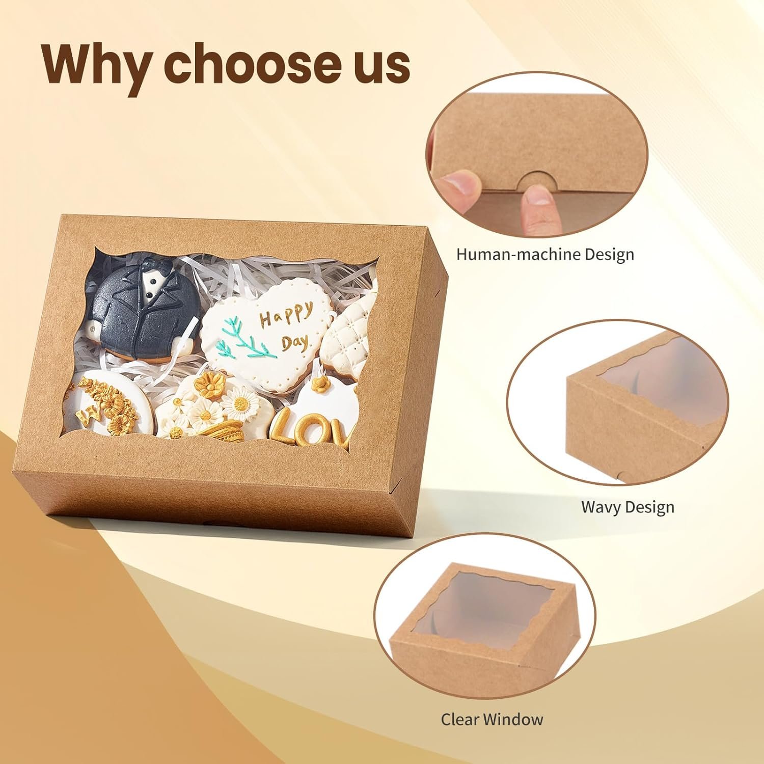 Wholesale 8x6x2.5 Inch Brown Bakery Boxes with Window 8PCS Gift-Ready Pastry Packaging for Chocolate Strawberries Macarons Donuts Truffles Cookies Ideal for Holidays Factory