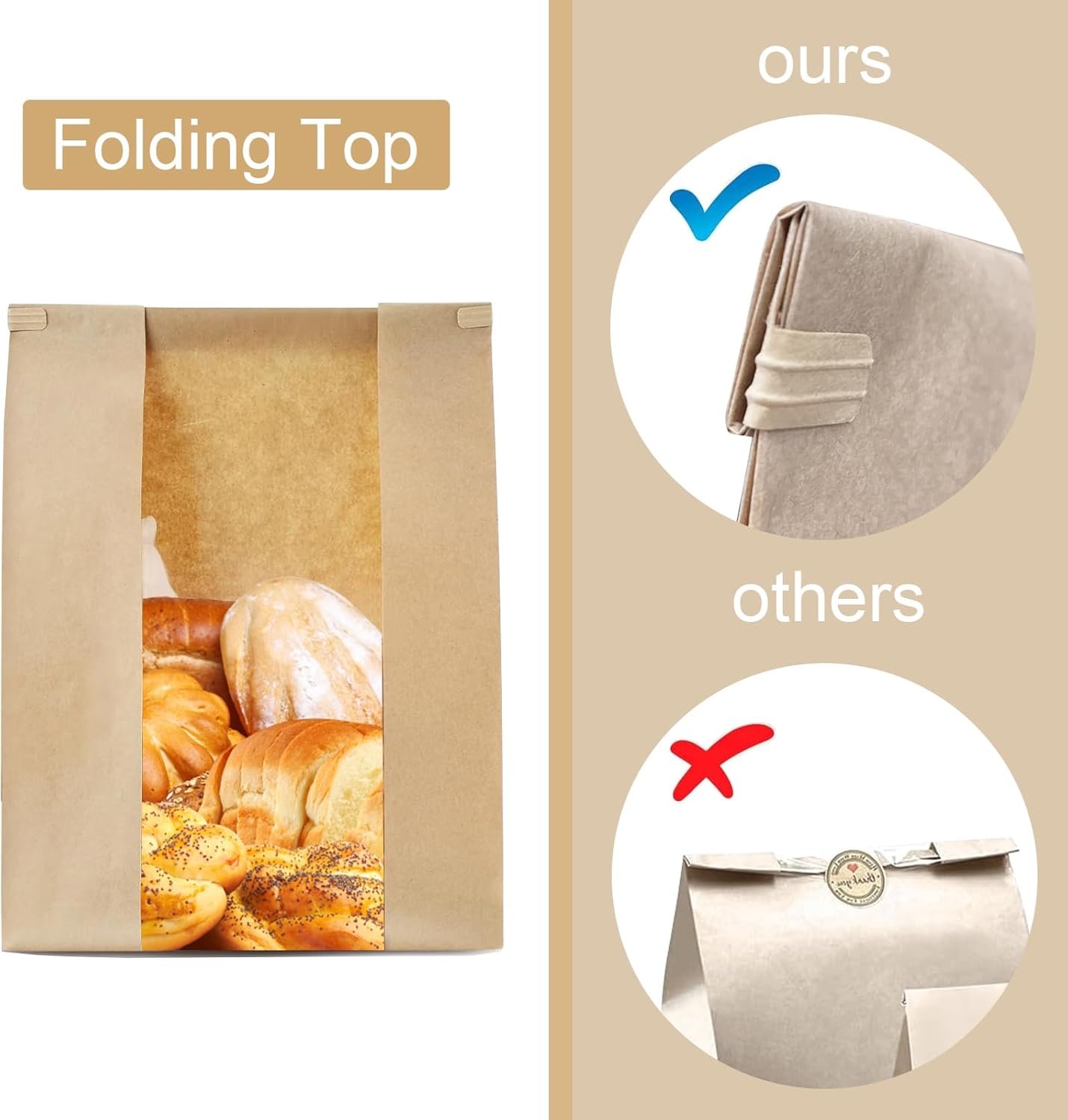 Wholesale 60 Pack Large Yellow Paper Bread Bags with Tin Tie and Clear Window for Homemade Sourdough Bakery - Factory