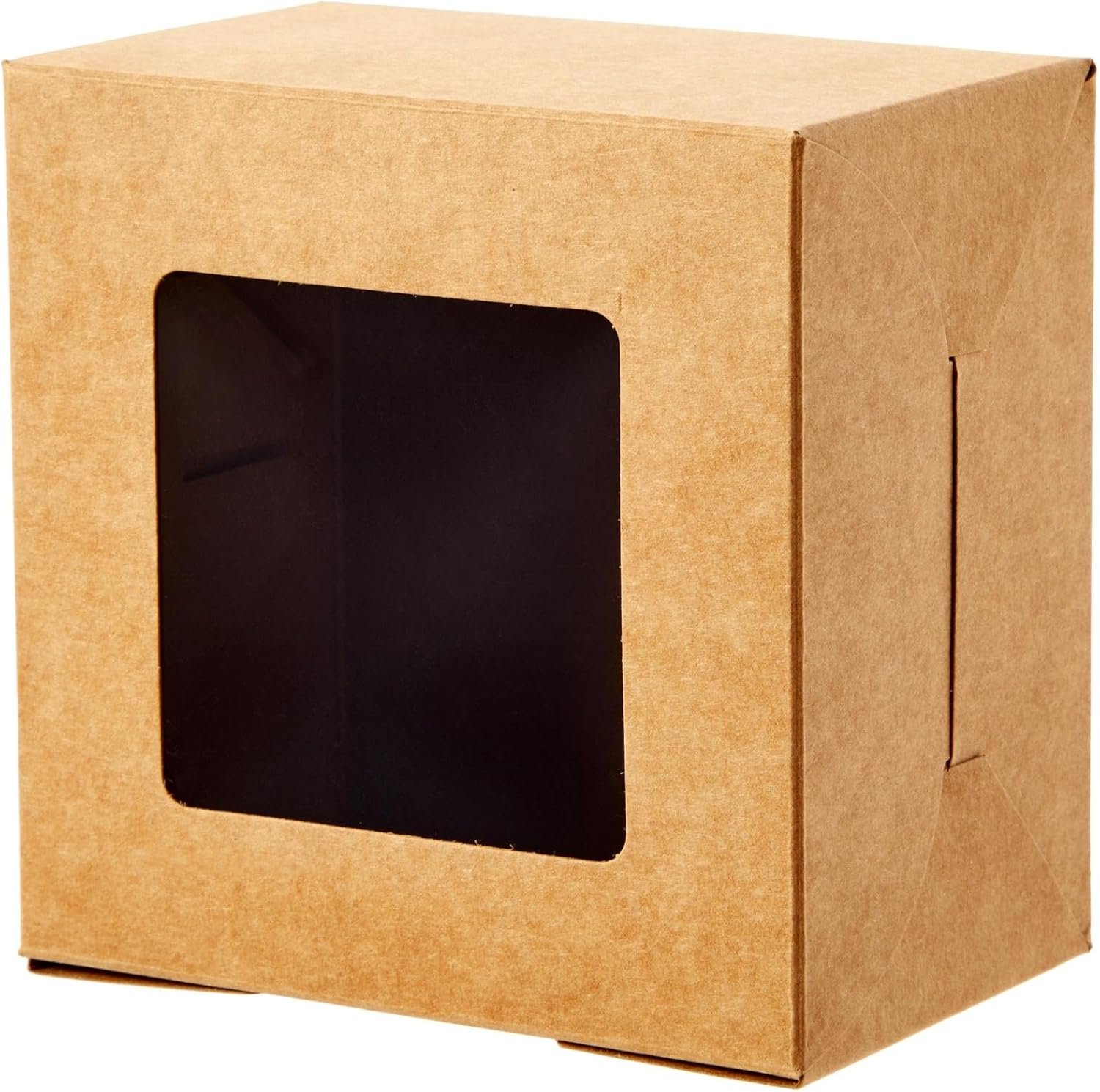 Wholesale 25-Pack Cupcake Boxes with Window 4x4x2.5 in Brown Paper Cookie Dessert Containers Lids Baked Goods Packaging Factory