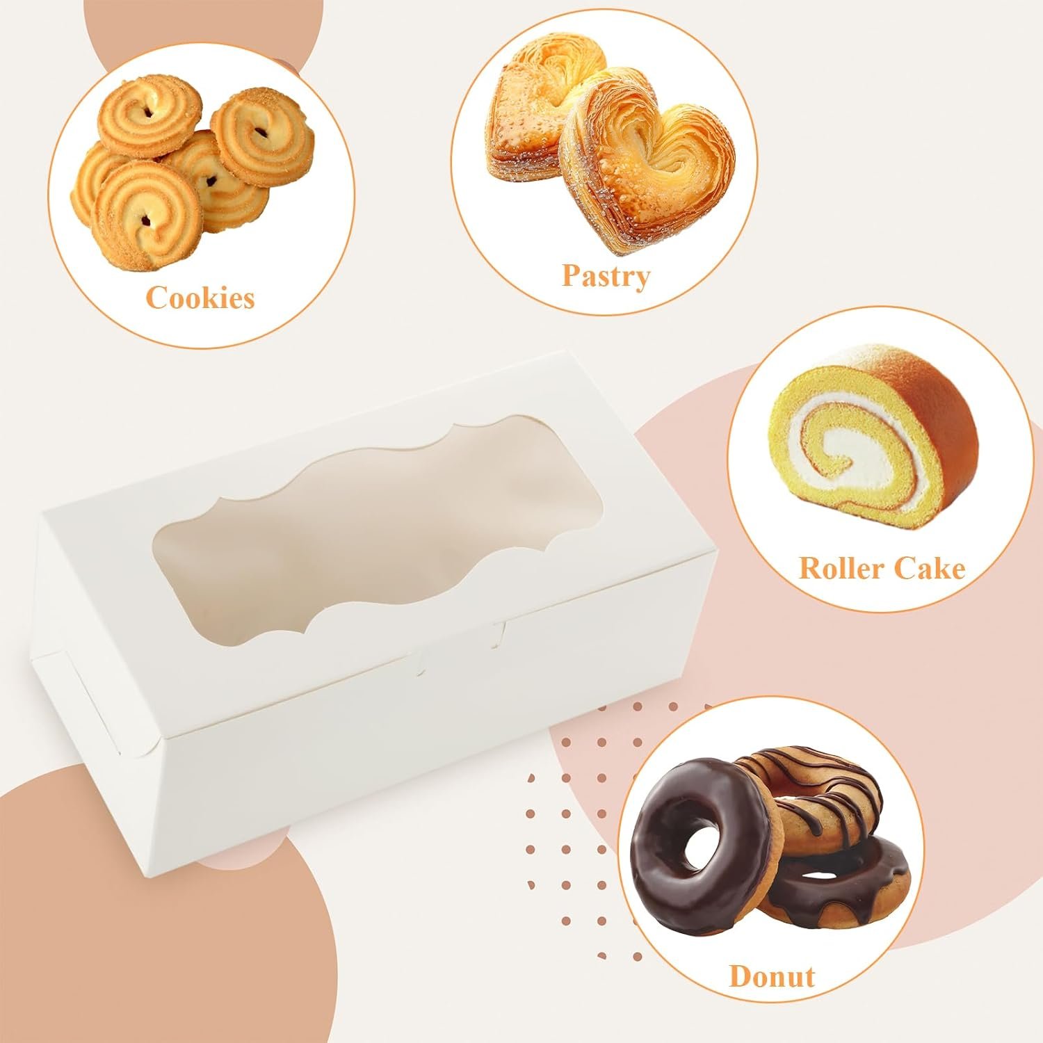 Wholesale 50pcs 9x4x3.5 Inch White Bakery Cookie Boxes with Window for Loaf Roll Cakes Candies Pastries Desserts Muffins Donuts Factory