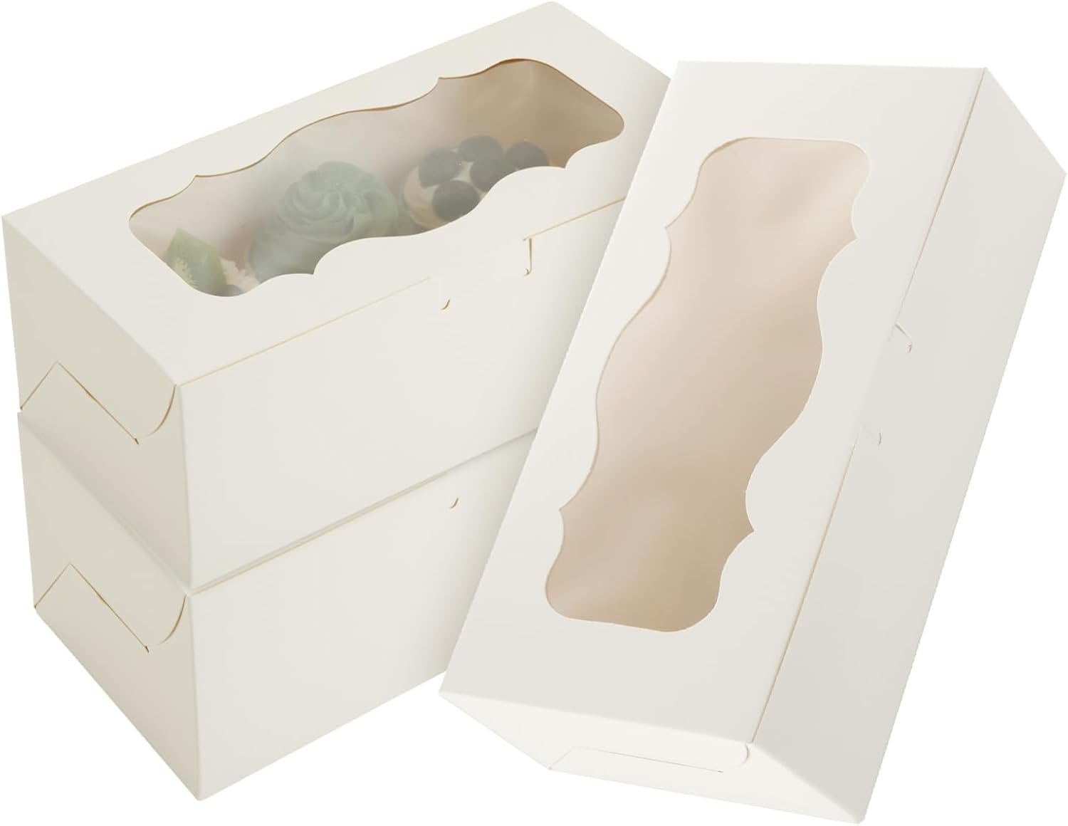 Wholesale 50pcs 9x4x3.5 Inch White Bakery Cookie Boxes with Window for Loaf Roll Cakes Candies Pastries Desserts Muffins Donuts Factory