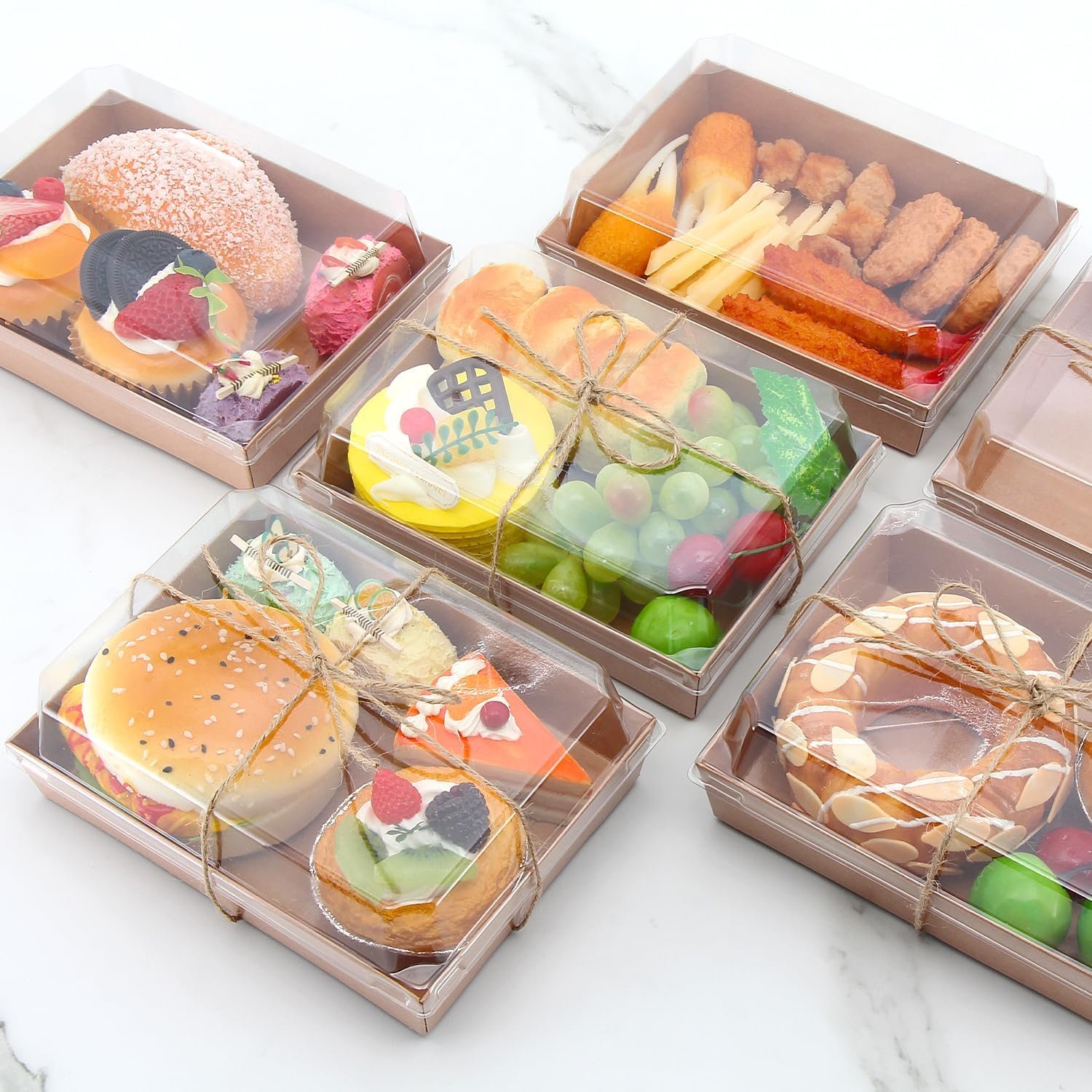 Wholesale 7x5x2.5 Charcuterie Boxes Clear Lids Large Disposable Bakery Dessert Takeout Containers for Chocolate Sandwiches Cookies Cupcakes Pastries 50 Pack Brown Factory