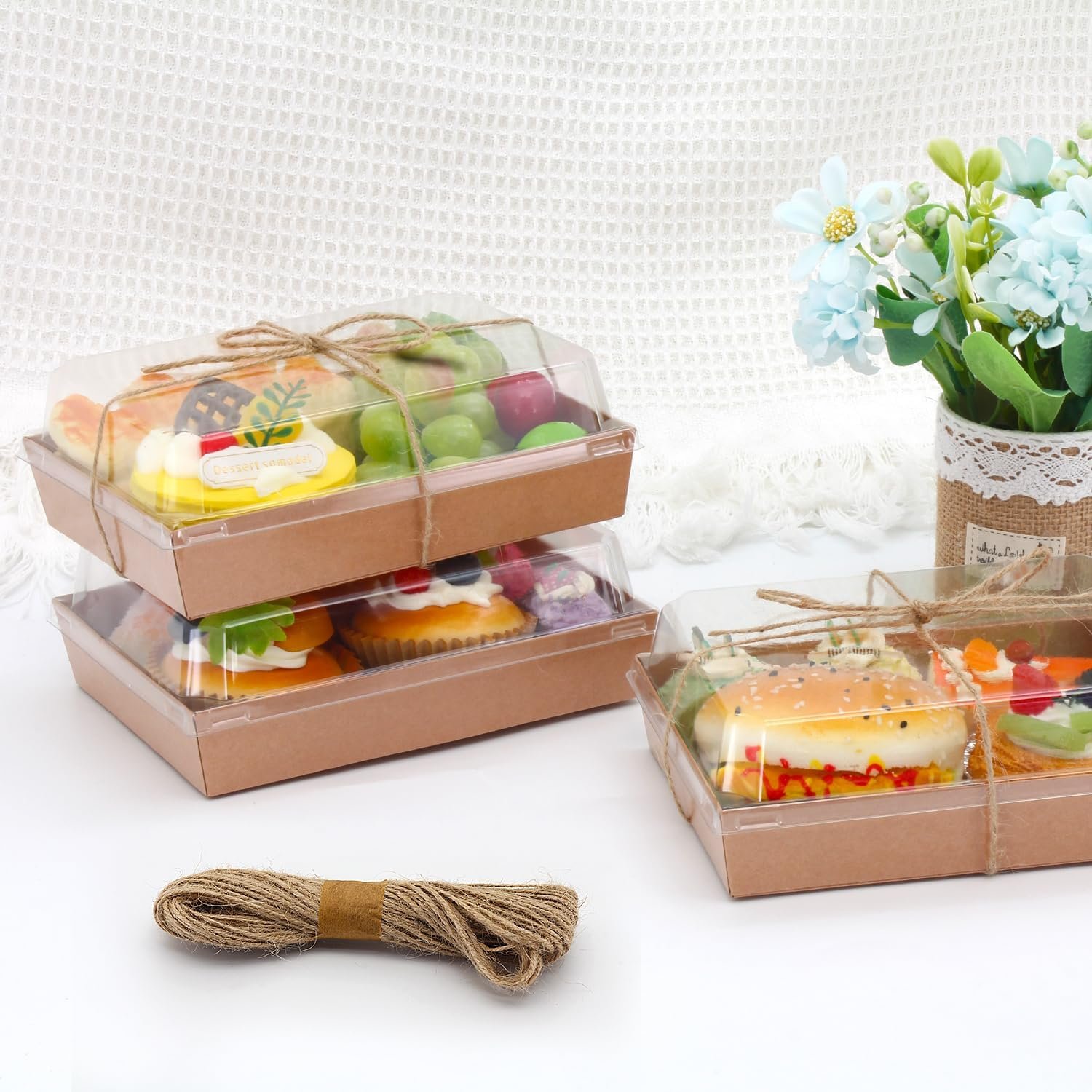 Wholesale 7x5x2.5 Charcuterie Boxes Clear Lids Large Disposable Bakery Dessert Takeout Containers for Chocolate Sandwiches Cookies Cupcakes Pastries 50 Pack Brown Factory