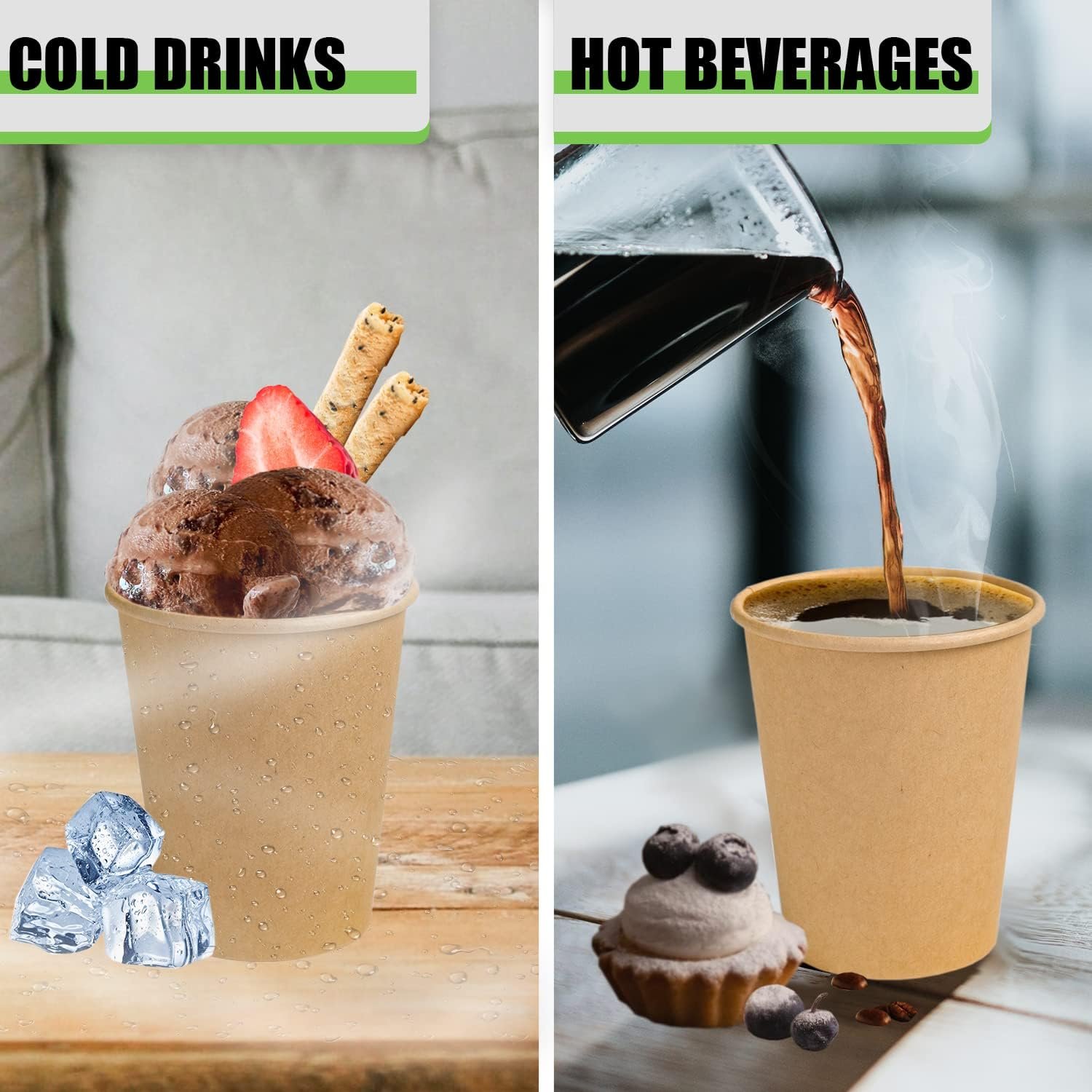 Wholesale 200 Pack 8 oz Brown Kraft Paper Cups Disposable Unbleached for Hot Cold Beverages Party Home Office Factory