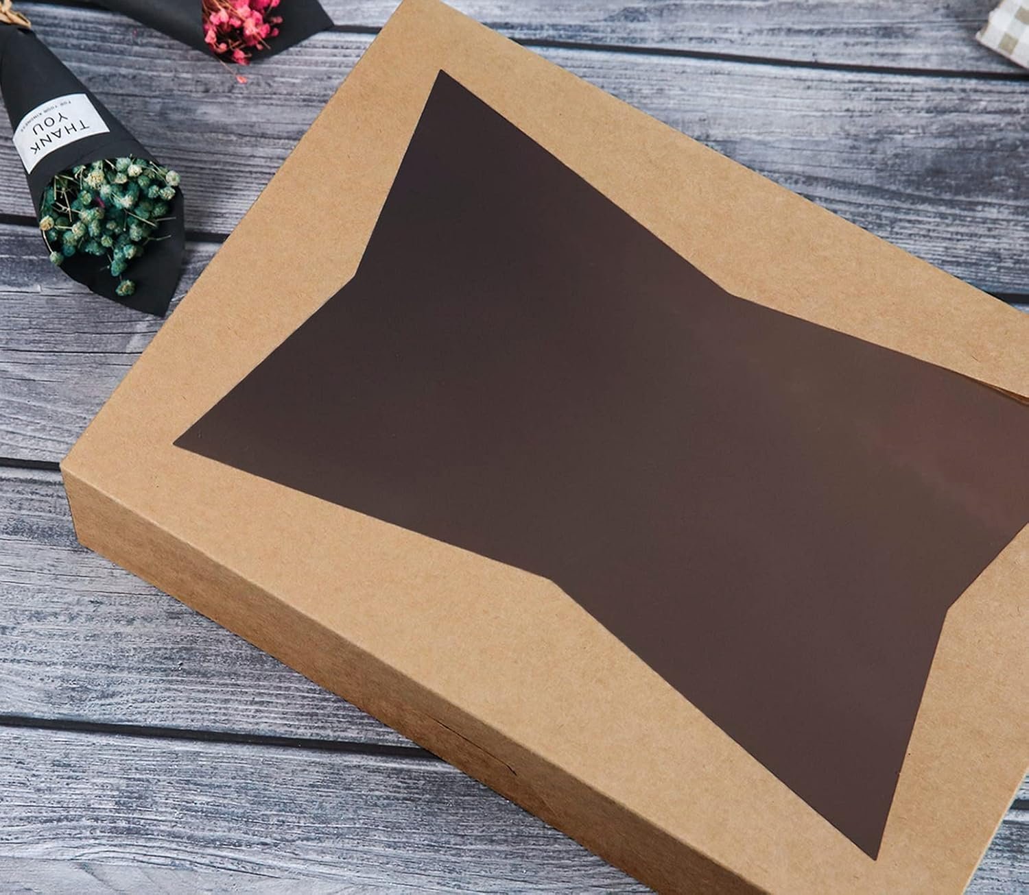 Wholesale 15-Pack Brown Pastry Bakery Boxes 16x11x2.75 Inch Auto-Pop Up with Window Natural Cardboard for Large Donuts Muffins Cookies Holds 12 Takeout Containers Factory