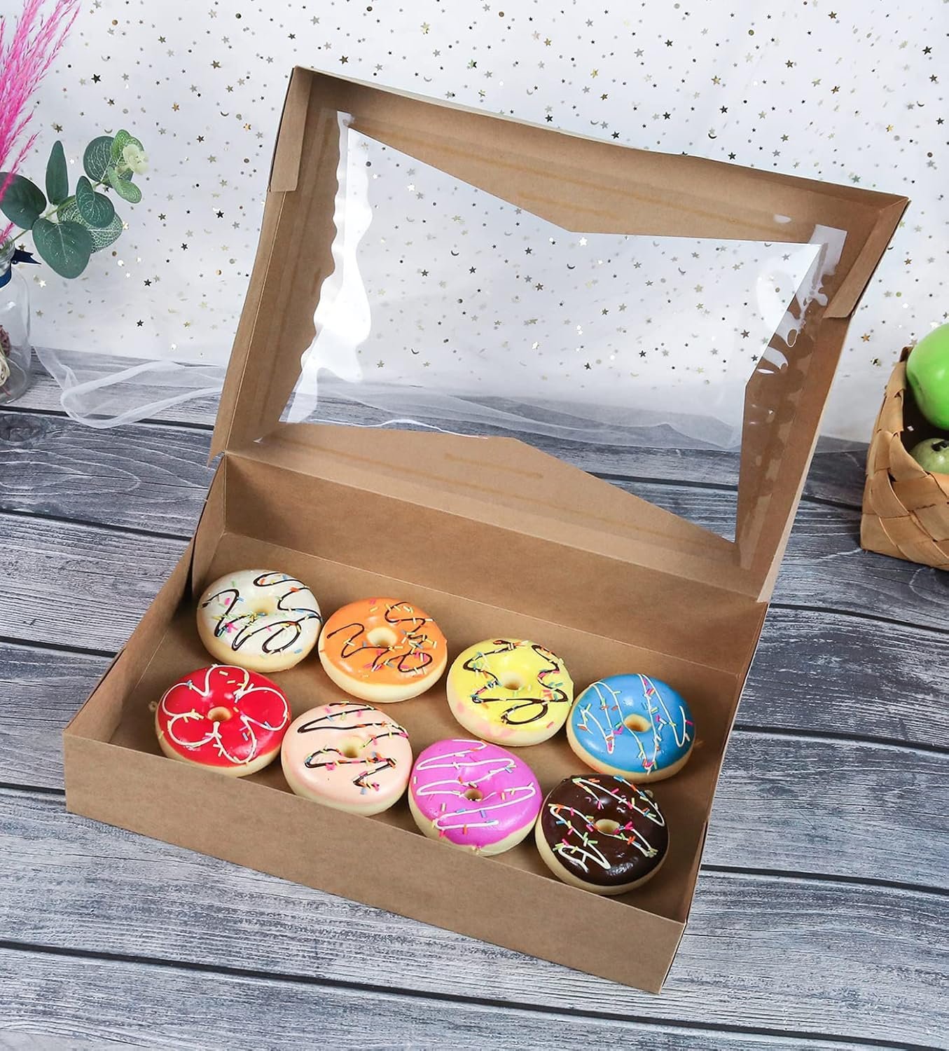 Wholesale 15-Pack Brown Pastry Bakery Boxes 16x11x2.75 Inch Auto-Pop Up with Window Natural Cardboard for Large Donuts Muffins Cookies Holds 12 Takeout Containers Factory