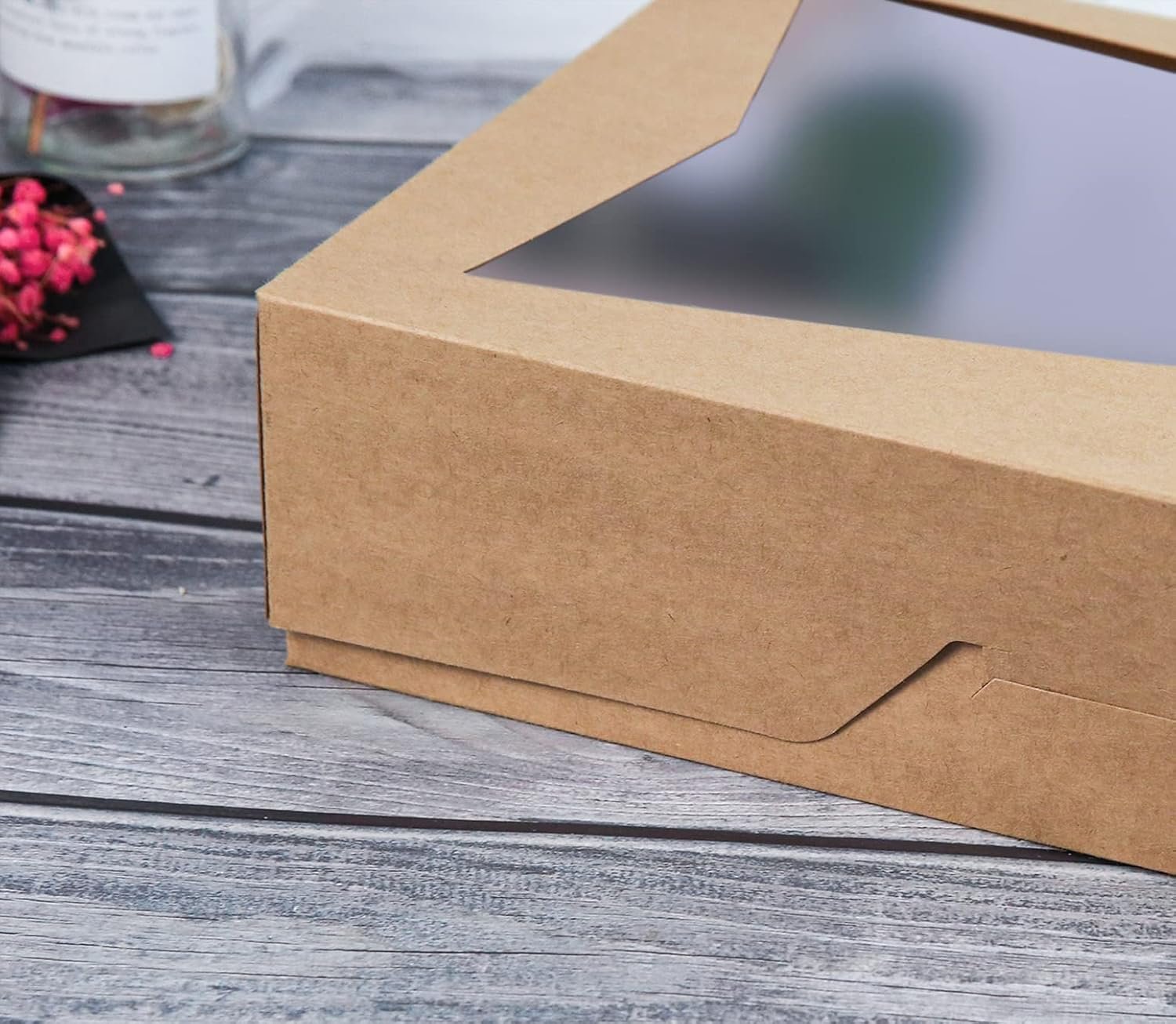 Wholesale 15-Pack Brown Pastry Bakery Boxes 16x11x2.75 Inch Auto-Pop Up with Window Natural Cardboard for Large Donuts Muffins Cookies Holds 12 Takeout Containers Factory