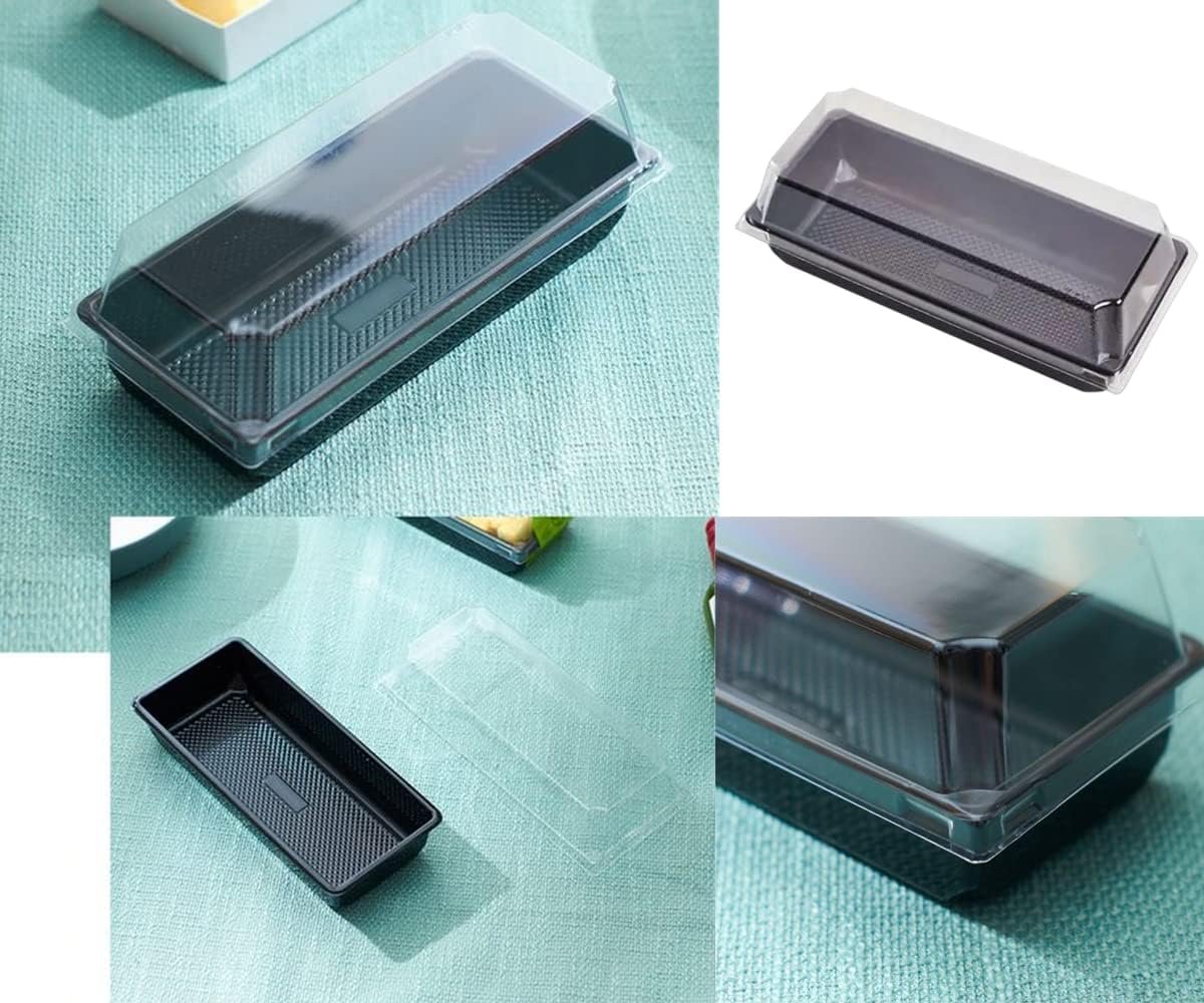 Wholesale 50 Pack Small Plastic Containers with Lids for Sushi Pastry Hot Dogs Sandwiches French Fries Muffins Black Factory