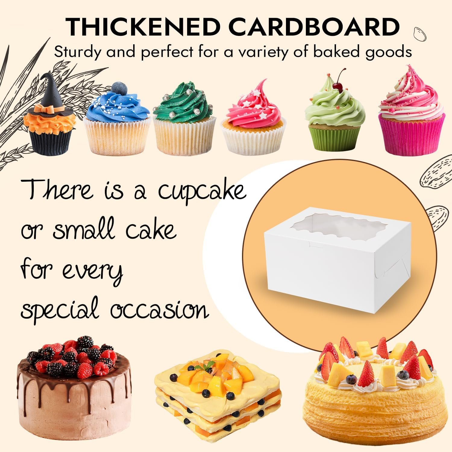 OEM 8 Packs Bento Cake Cupcake Boxes 3-Hole Design Fits 2 Cupcakes 1 Mini Cake Clear Window Stickers Wedding Birthday Party Bakery Baking Supplies Factory OEM 8 Packs Bento Cake Cupcake Boxes 3-Hole Design Fits 2 Cupcakes 1 Mini Cake Clear Window Stickers Wedding Birthday Party Bakery Baking Supplies Factory