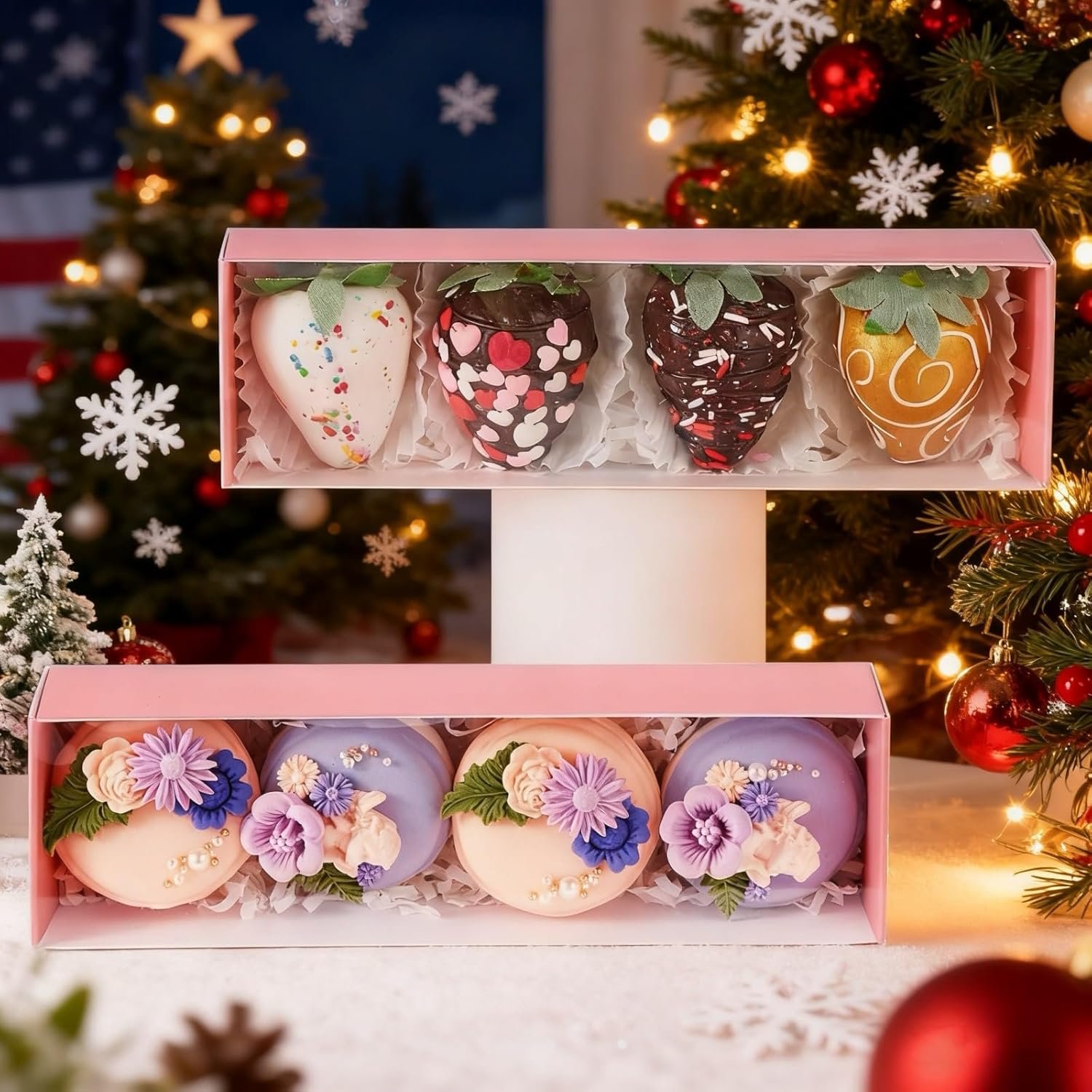 Wholesale 12-Pack 8x2.2x2 Inch Empty Macaron Truffle Chocolate Bakery Boxes for Chocolate Covered Strawberries Bonbons Party Favors Factory