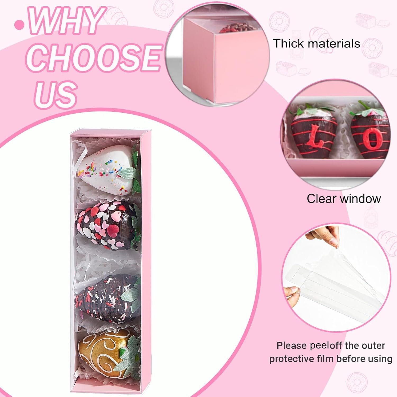 Wholesale 12-Pack 8x2.2x2 Inch Empty Macaron Truffle Chocolate Bakery Boxes for Chocolate Covered Strawberries Bonbons Party Favors Factory