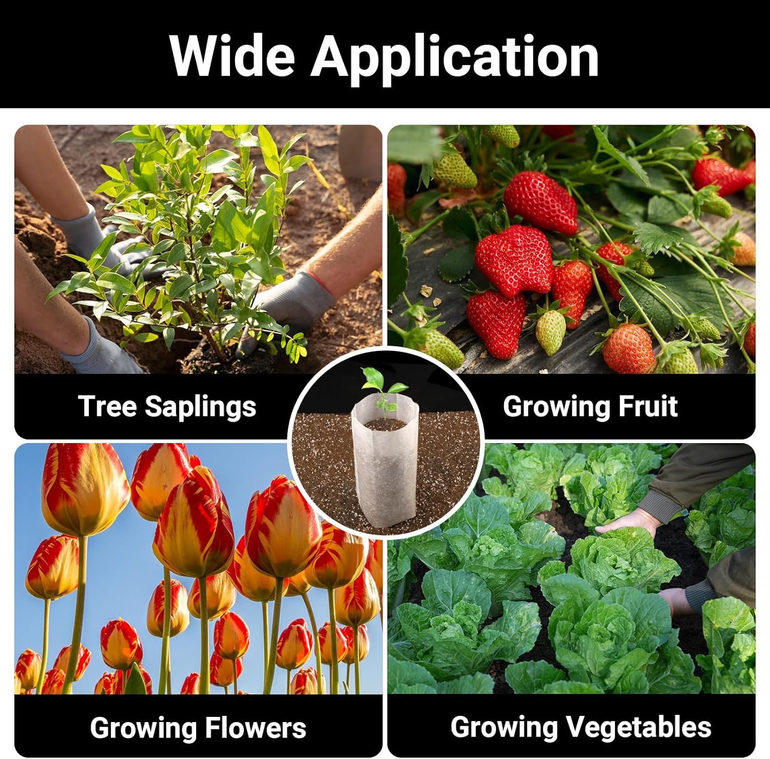 Wholesale 200 PCS 7.8 x 13.7 Inches Breathable Non-Woven Nursery Grow Bags Aeration Fabric Seedling Pots for Vegetables Flowers Plants White Factory