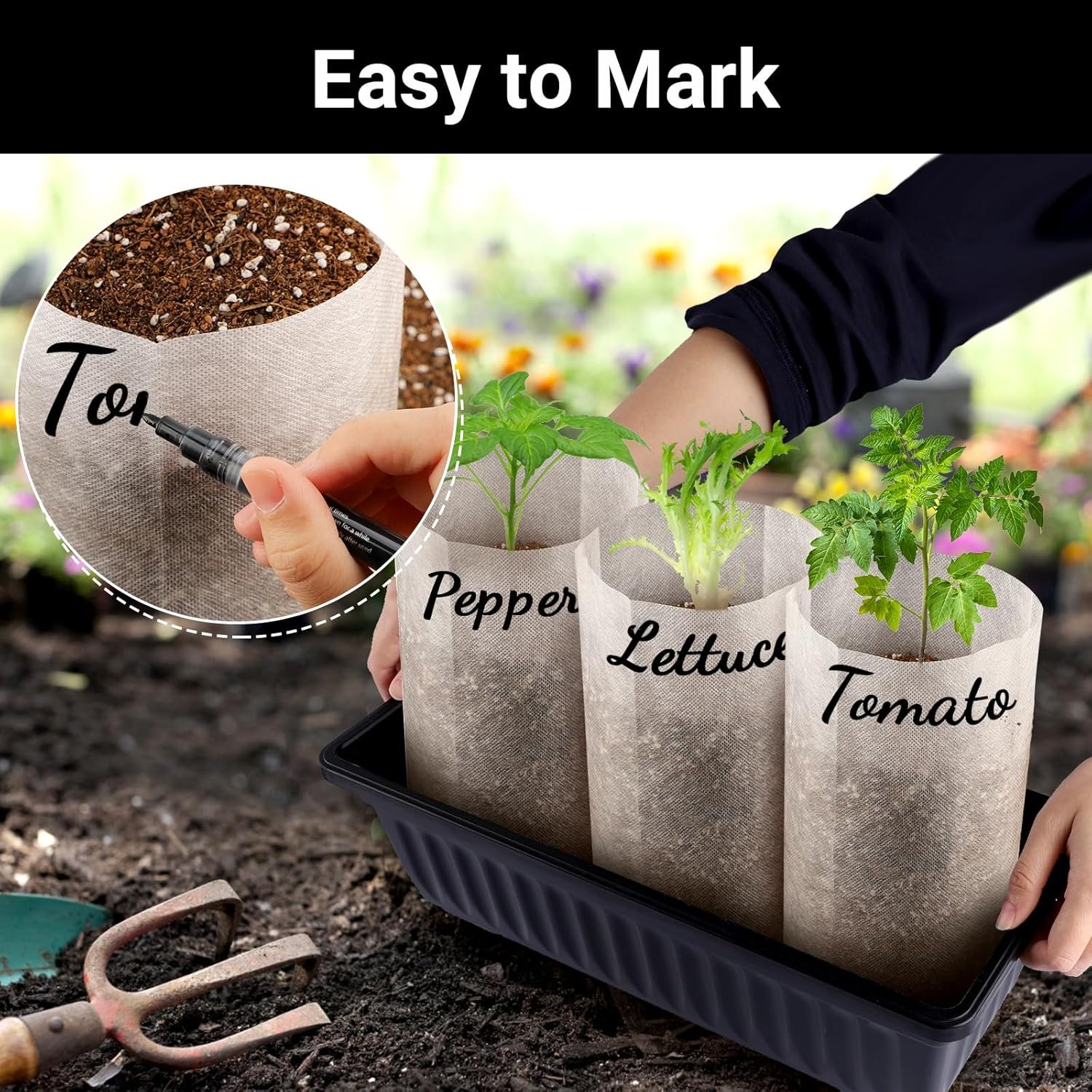 Wholesale 200 PCS 7.8 x 13.7 Inches Breathable Non-Woven Nursery Grow Bags Aeration Fabric Seedling Pots for Vegetables Flowers Plants White Factory