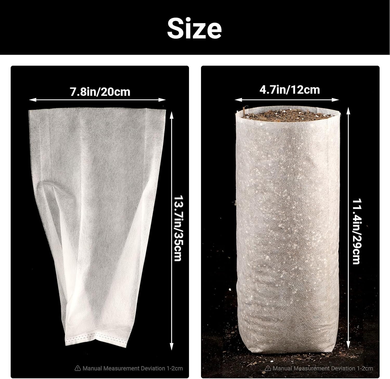 Wholesale 200 PCS 7.8 x 13.7 Inches Breathable Non-Woven Nursery Grow Bags Aeration Fabric Seedling Pots for Vegetables Flowers Plants White Factory