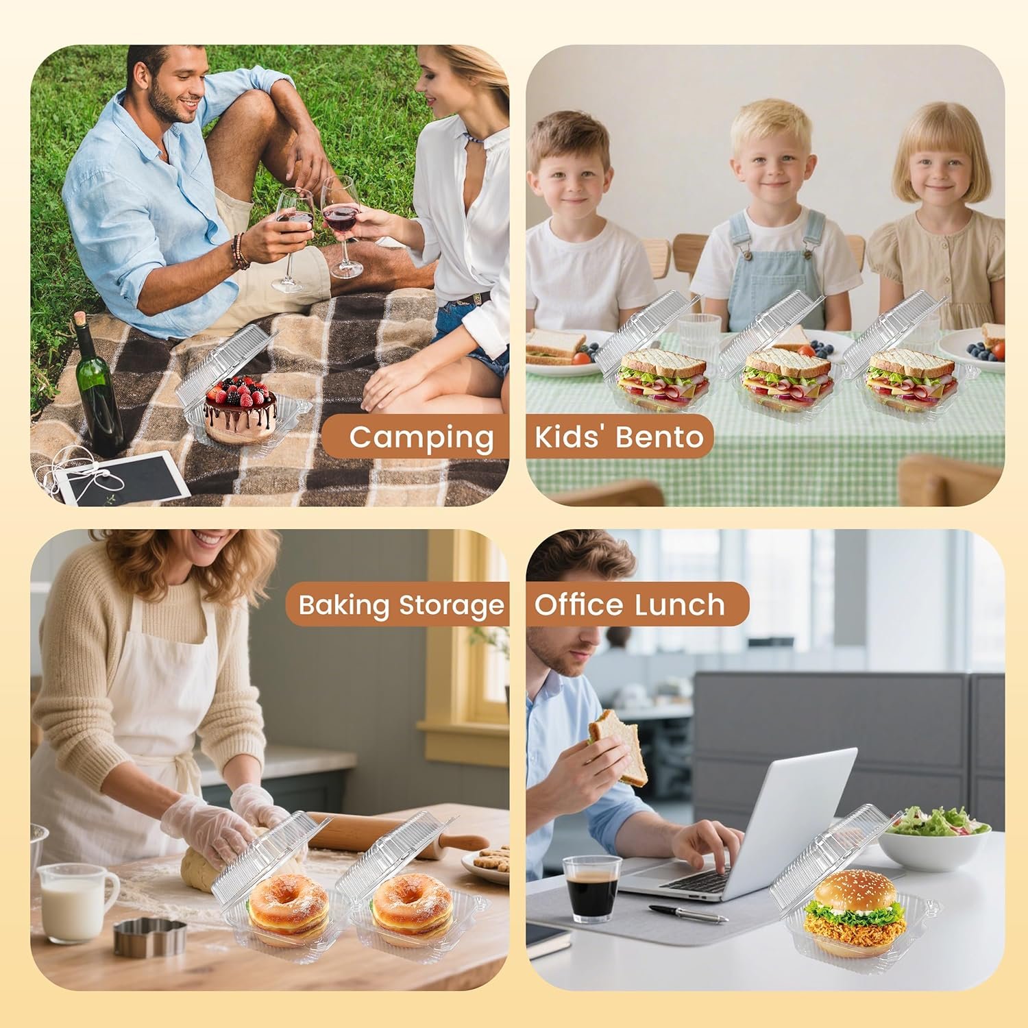 Wholesale 25 Pack Clear Thick Plastic Hinged Takeout Containers with Lids 5.8 x 5.8 x 2.75 Inch Disposable Clamshell for Desserts Cakes Salads Pasta Sandwiches Factory Wholesale 25 Pack Clear Thick Plastic Hinged Takeout Containers with Lids 5.8 x 5.8 x 2.75 Inch Disposable Clamshell for Desserts Cakes Salads Pasta Sandwiches Factory