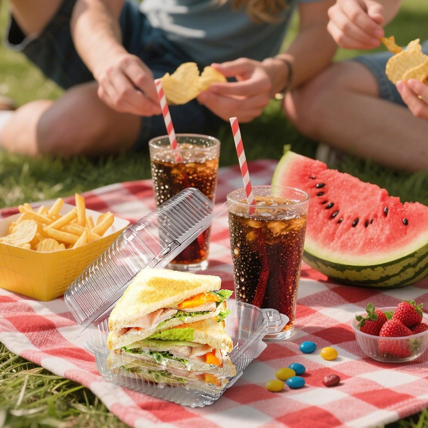 Wholesale 25 Pack Clear Thick Plastic Hinged Takeout Containers with Lids 5.8 x 5.8 x 2.75 Inch Disposable Clamshell for Desserts Cakes Salads Pasta Sandwiches Factory Wholesale 25 Pack Clear Thick Plastic Hinged Takeout Containers with Lids 5.8 x 5.8 x 2.75 Inch Disposable Clamshell for Desserts Cakes Salads Pasta Sandwiches Factory