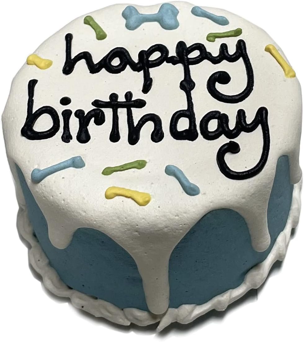 Bubba Rose Biscuit Company: Blue Dog Birthday Baby Cake - Crunchy Biscuit Texture - Natural Gourmet Pet Treat - Dog Cake - 3 inch 1 Count - Made in The USA