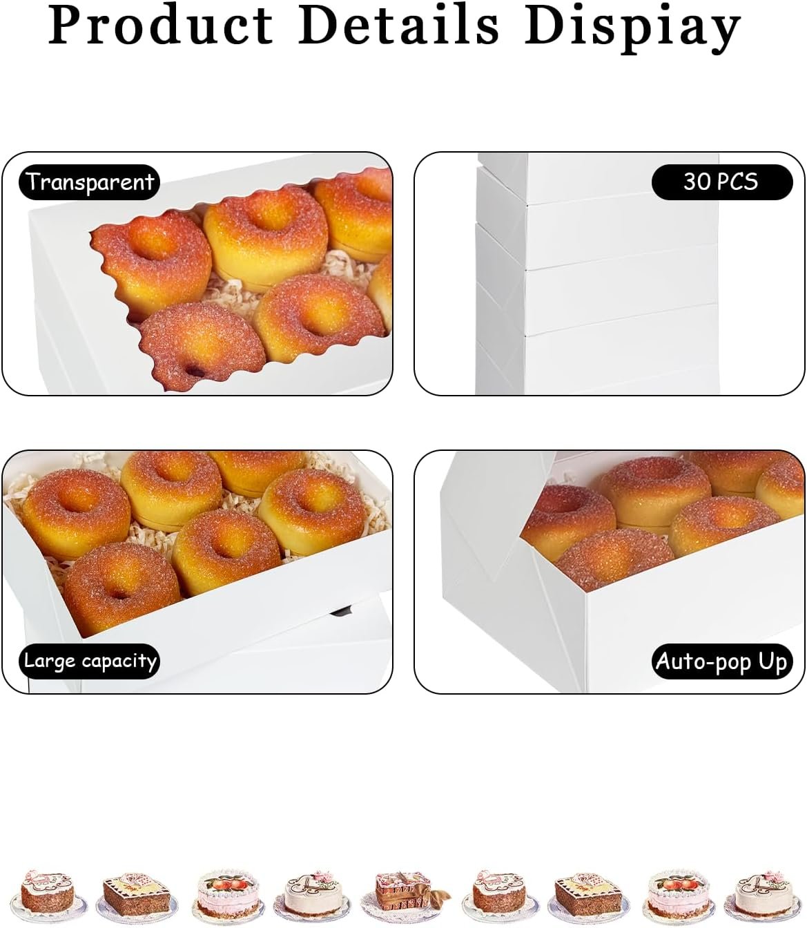 Wholesale 9x6x2.5 Inch White Auto-Pop Up Cookie Pastry Macaron Bakery Box with Window 30Pcs for Packaging Factory
