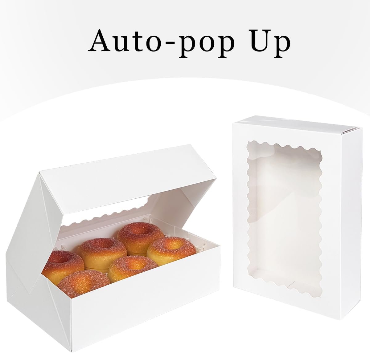 Wholesale 9x6x2.5 Inch White Auto-Pop Up Cookie Pastry Macaron Bakery Box with Window 30Pcs for Packaging Factory