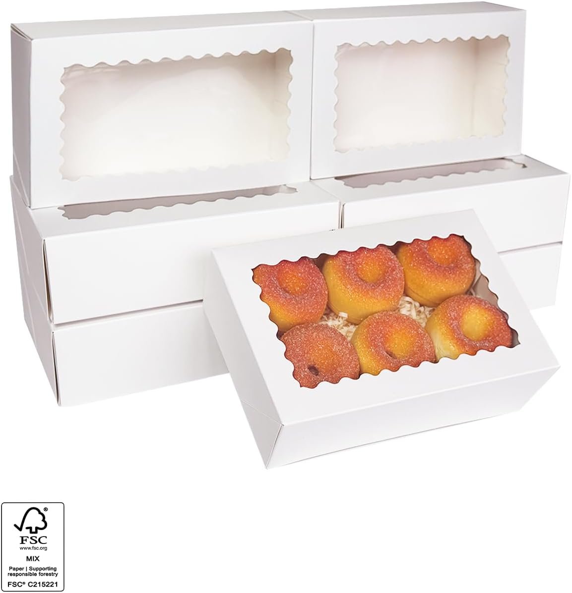 Wholesale 9x6x2.5 Inch White Auto-Pop Up Cookie Pastry Macaron Bakery Box with Window 30Pcs for Packaging Factory