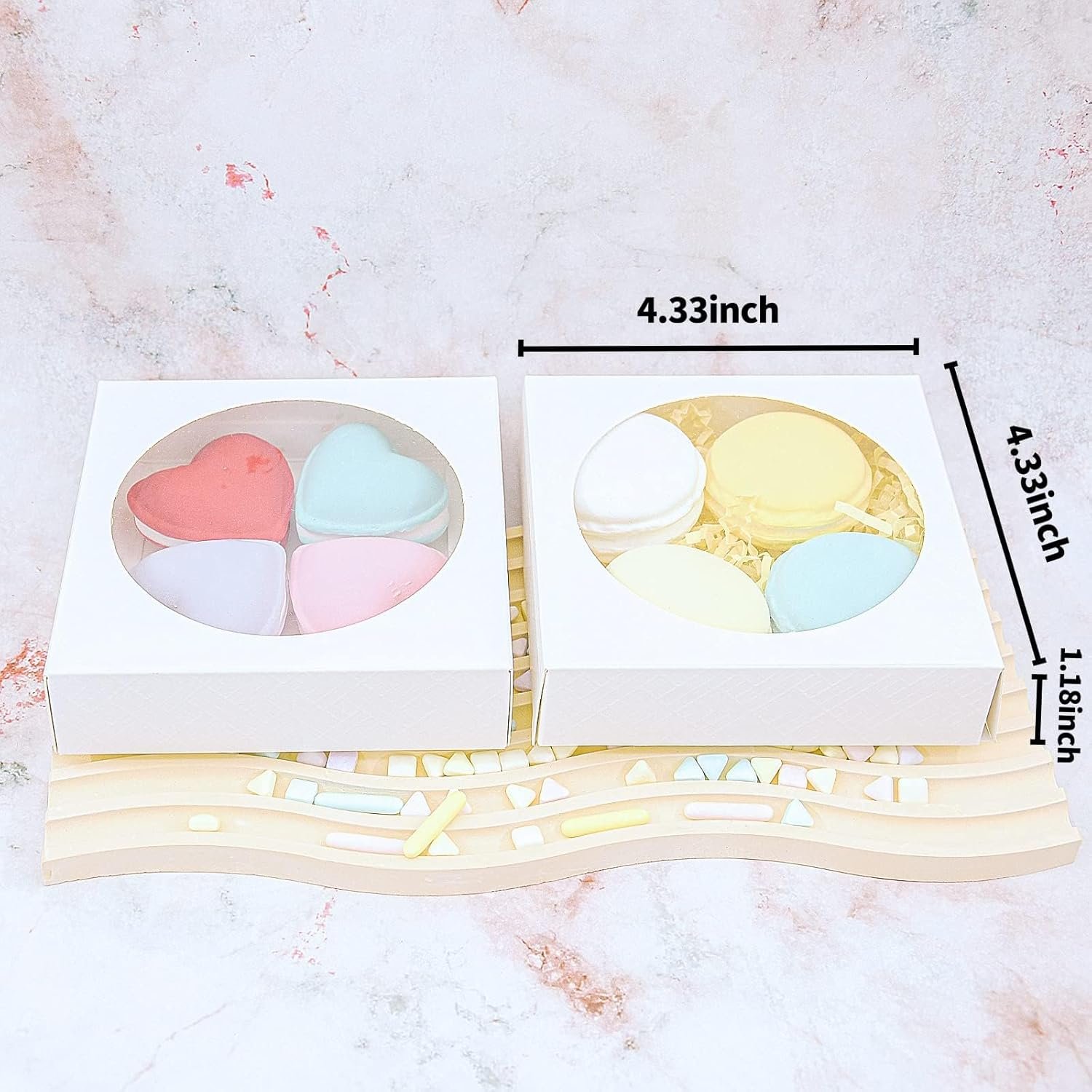 Wholesale 50pcs 4.3x4.3x1.2 Inch Auto-Popup Cookie Boxes with Window Individual Packaging for Single Cookies Pastries Soaps Desserts Wedding Favors Factory