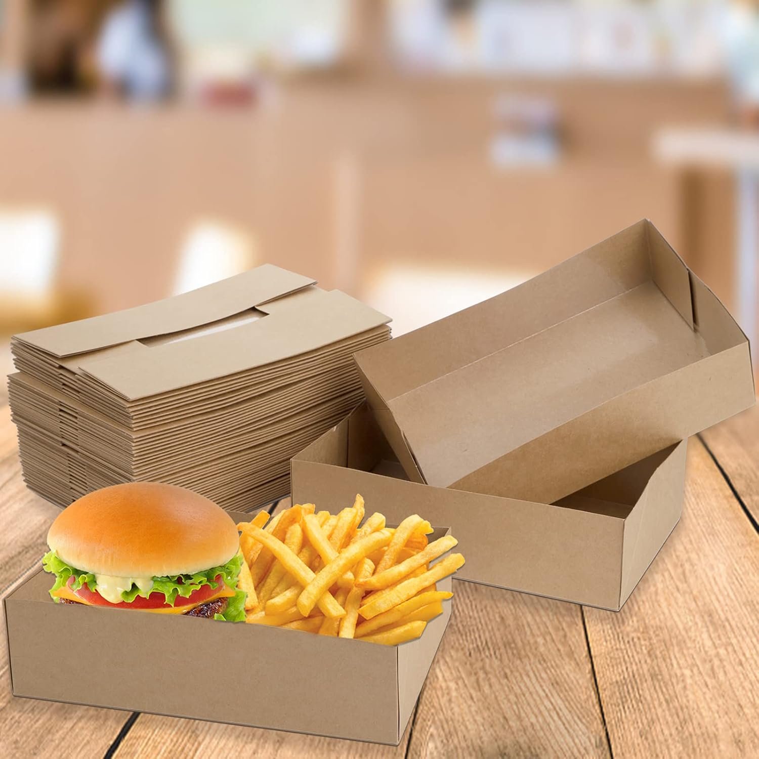 Wholesale 50 Pack Disposable Pop Up Kraft Paper Food Trays 4 Corner Greaseproof Containers Foldable Brown Boxes for Parties Stadiums Theaters Nachos Factory Wholesale 50 Pack Disposable Pop Up Kraft Paper Food Trays 4 Corner Greaseproof Containers Foldable Brown Boxes for Parties Stadiums Theaters Nachos Factory