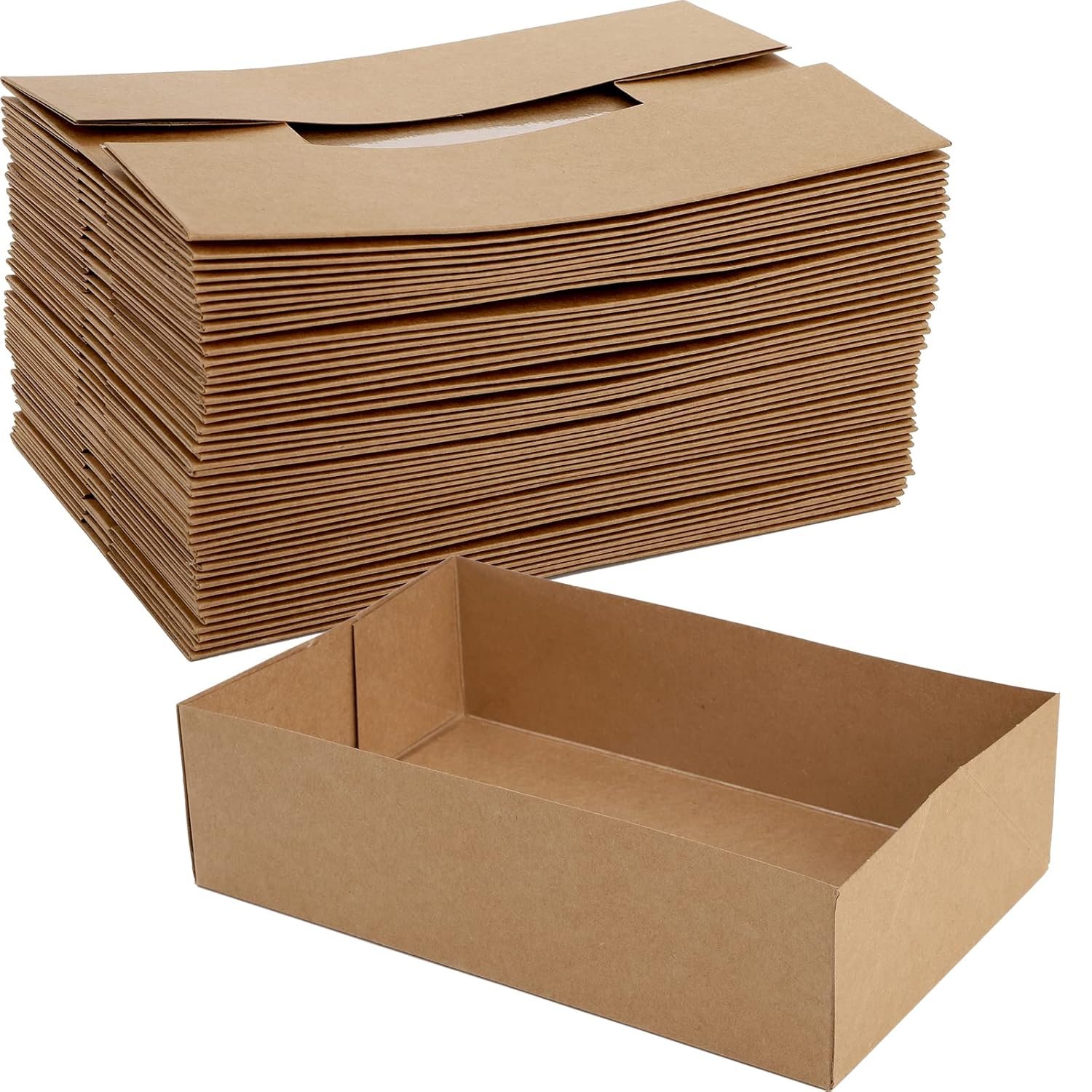 Wholesale 50 Pack Disposable Pop Up Kraft Paper Food Trays 4 Corner Greaseproof Containers Foldable Brown Boxes for Parties Stadiums Theaters Nachos Factory Wholesale 50 Pack Disposable Pop Up Kraft Paper Food Trays 4 Corner Greaseproof Containers Foldable Brown Boxes for Parties Stadiums Theaters Nachos Factory