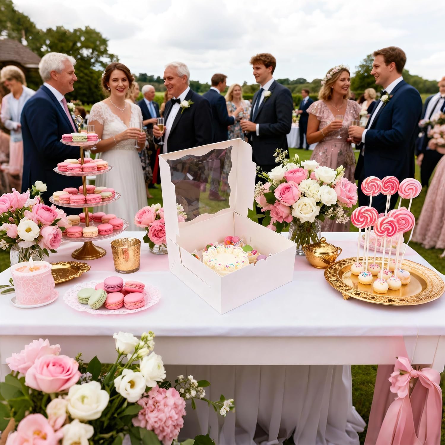 Wholesale 4-Pack Bento Cake Boxes Clear Window 1+5 Combo Fits 5 Cupcakes 1 Mini Cake Wedding Birthday Baby Shower Baking Supplies Factory