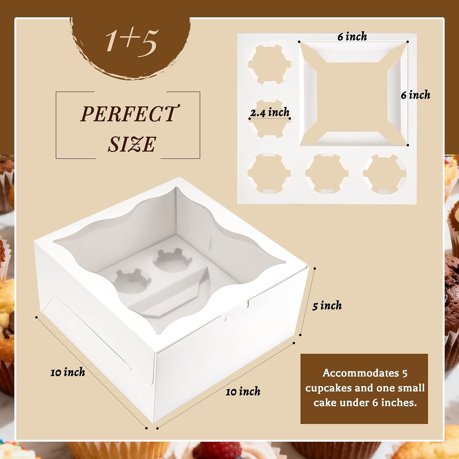 Wholesale 4-Pack Bento Cake Boxes Clear Window 1+5 Combo Fits 5 Cupcakes 1 Mini Cake Wedding Birthday Baby Shower Baking Supplies Factory