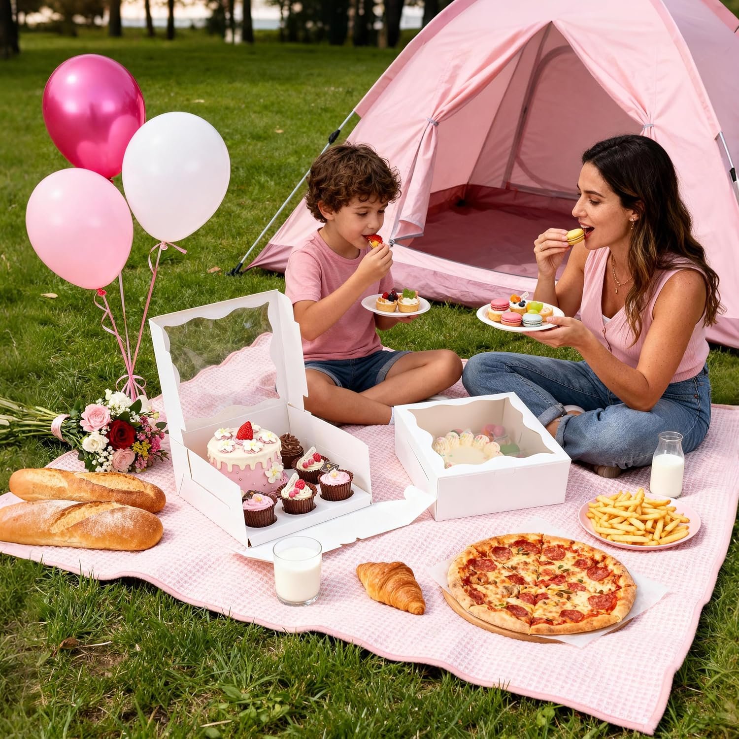 Wholesale 4-Pack Bento Cake Boxes Clear Window 1+5 Combo Fits 5 Cupcakes 1 Mini Cake Wedding Birthday Baby Shower Baking Supplies Factory